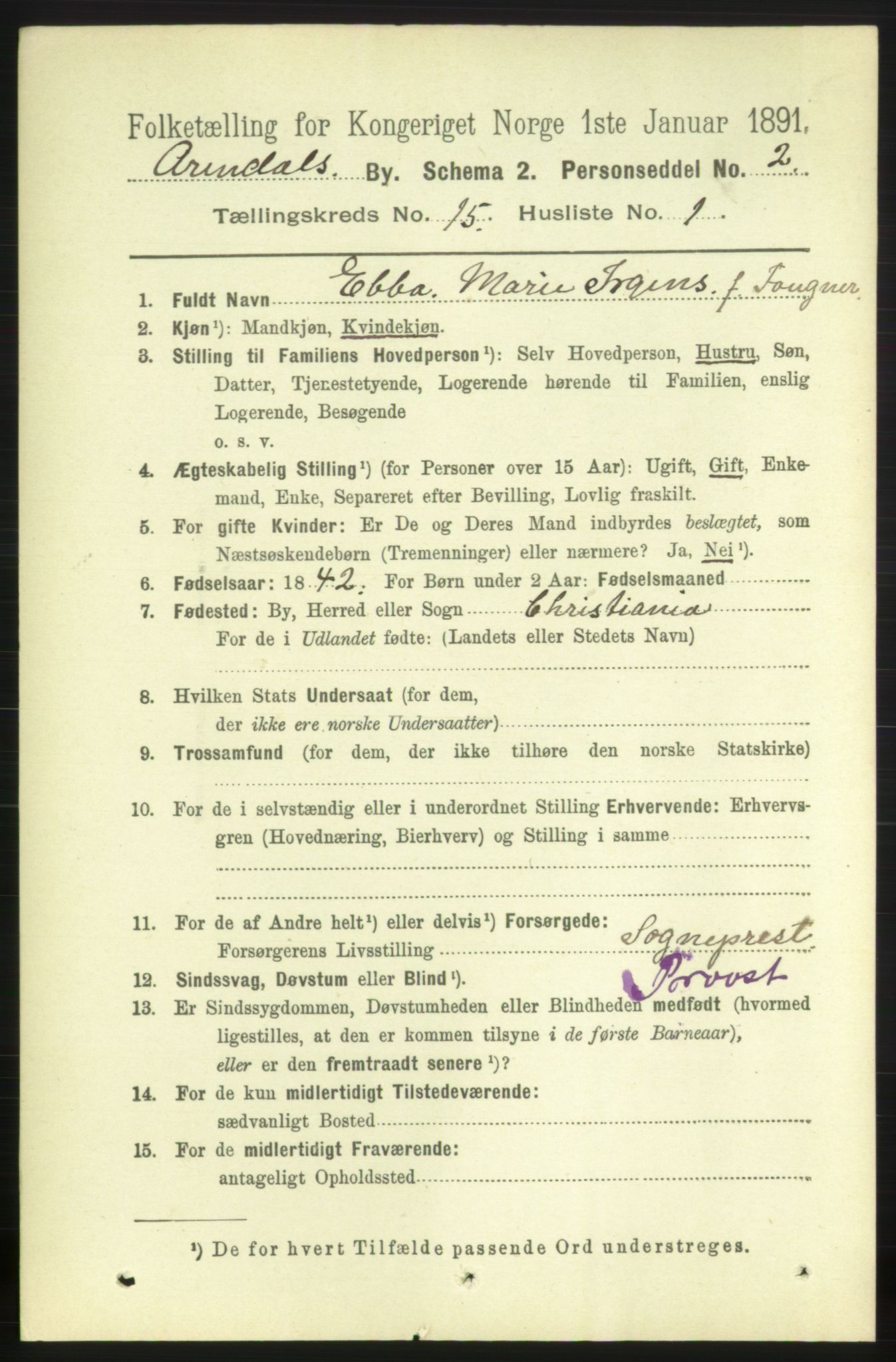 RA, 1891 census for 0903 Arendal, 1891, p. 5028