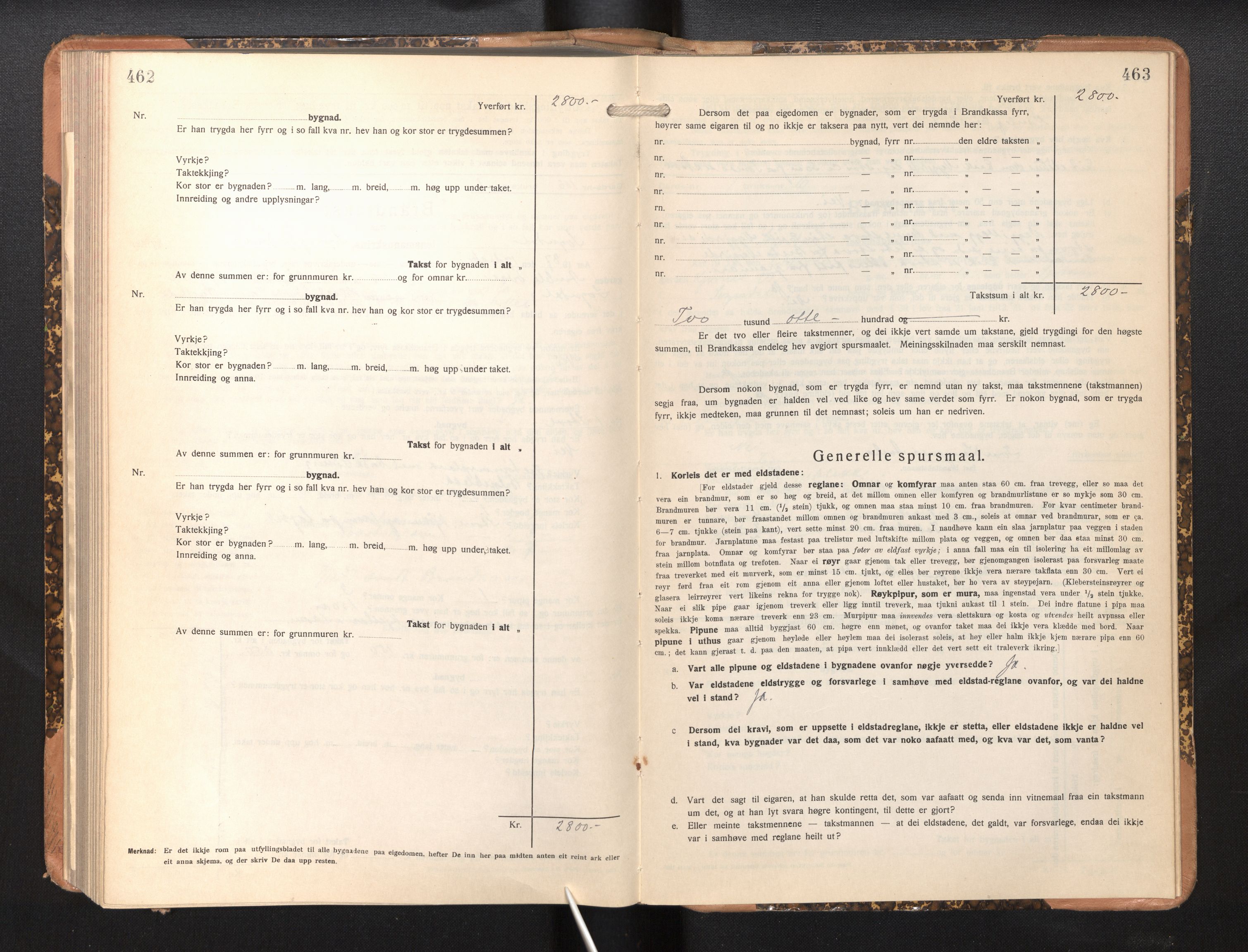 Lensmannen i Sogndal, SAB/A-29901/0012/L0013: Branntakstprotokoll, skjematakst, 1931-1938, p. 462-463