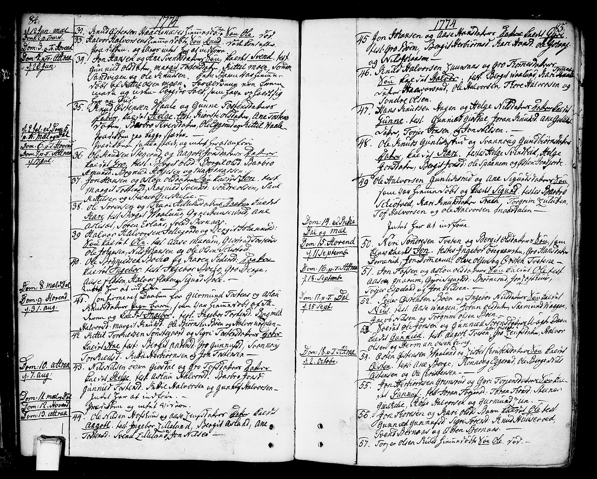 Tinn kirkebøker, AV/SAKO-A-308/F/Fa/L0002: Parish register (official) no. I 2, 1757-1810, p. 84-85