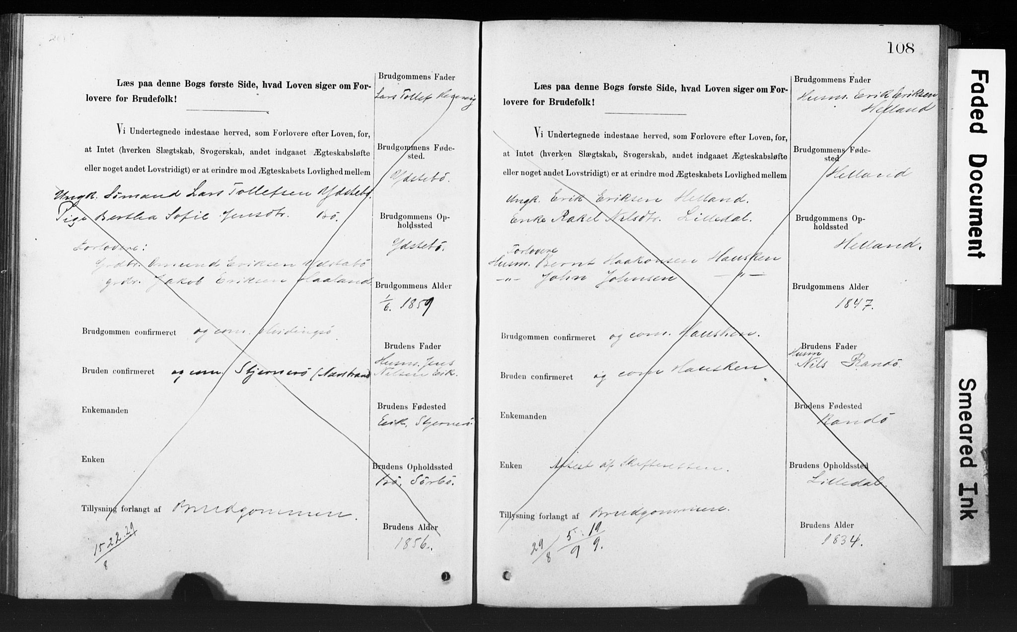Rennesøy sokneprestkontor, SAST/A -101827/I/Ie/L0001: Banns register no. 1, 1873-1898, p. 108