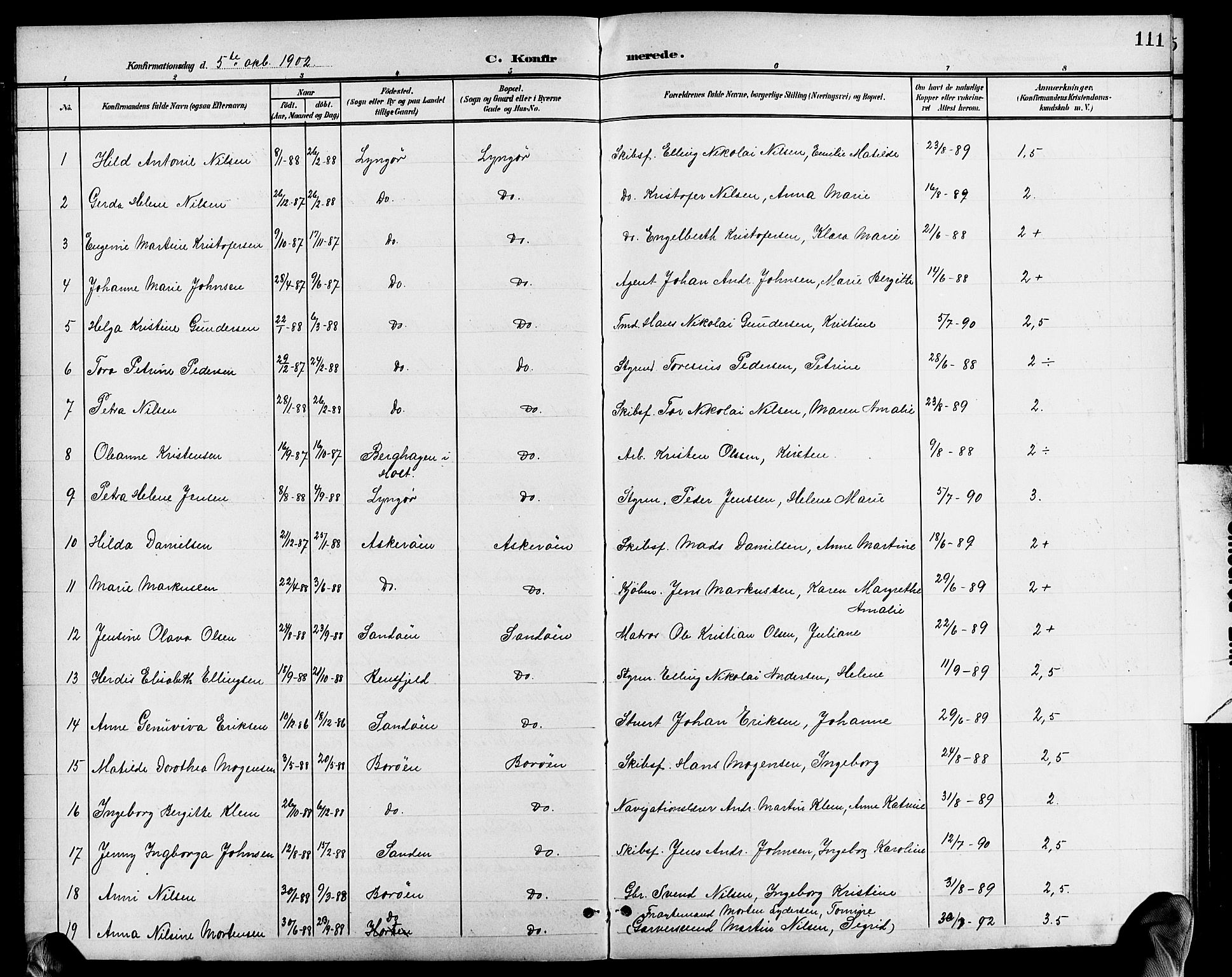 Dypvåg sokneprestkontor, SAK/1111-0007/F/Fb/Fba/L0014: Parish register (copy) no. B 14, 1901-1922, p. 111