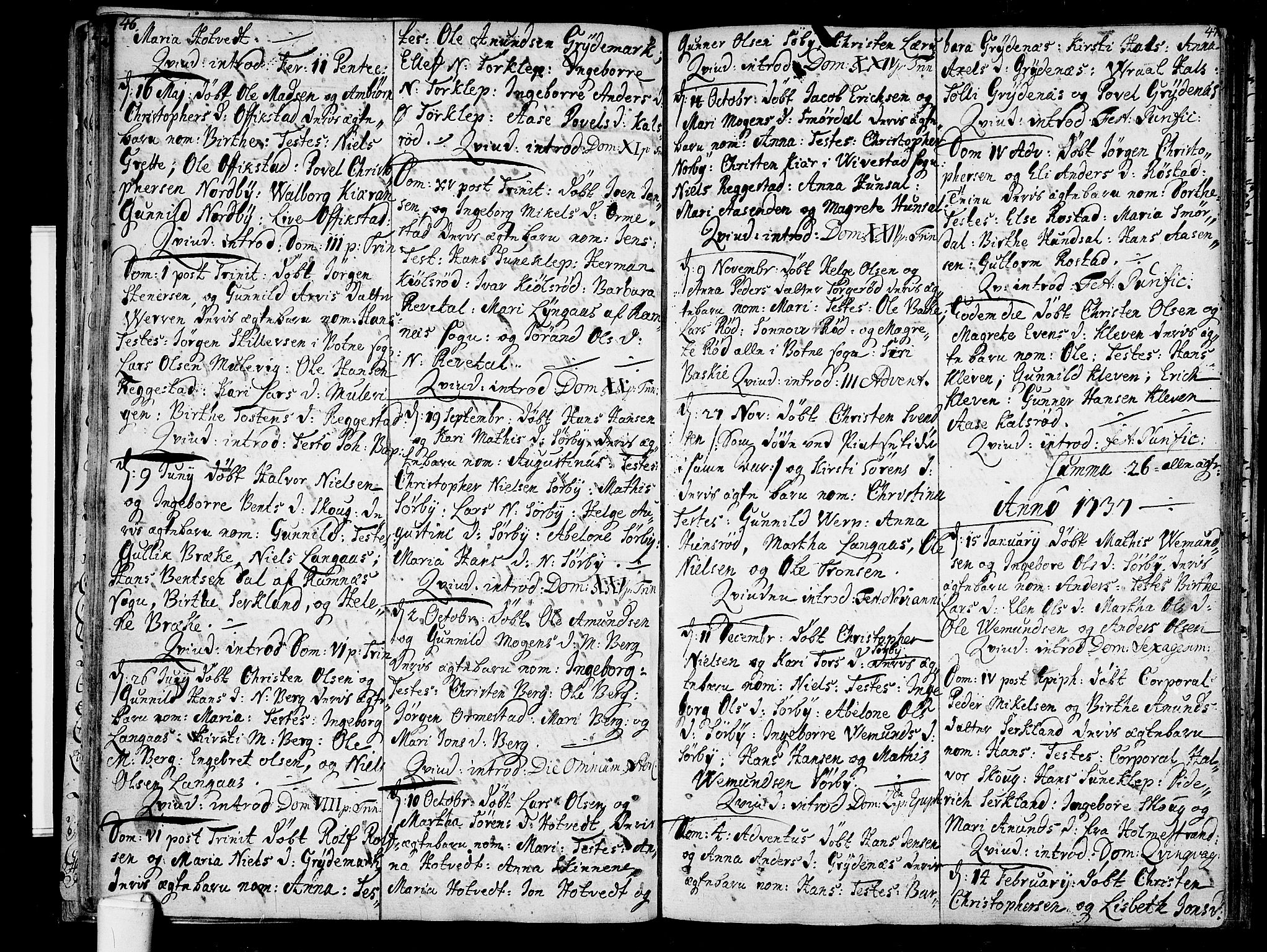 Våle kirkebøker, AV/SAKO-A-334/F/Fa/L0003: Parish register (official) no. I 3, 1732-1773, p. 46-47