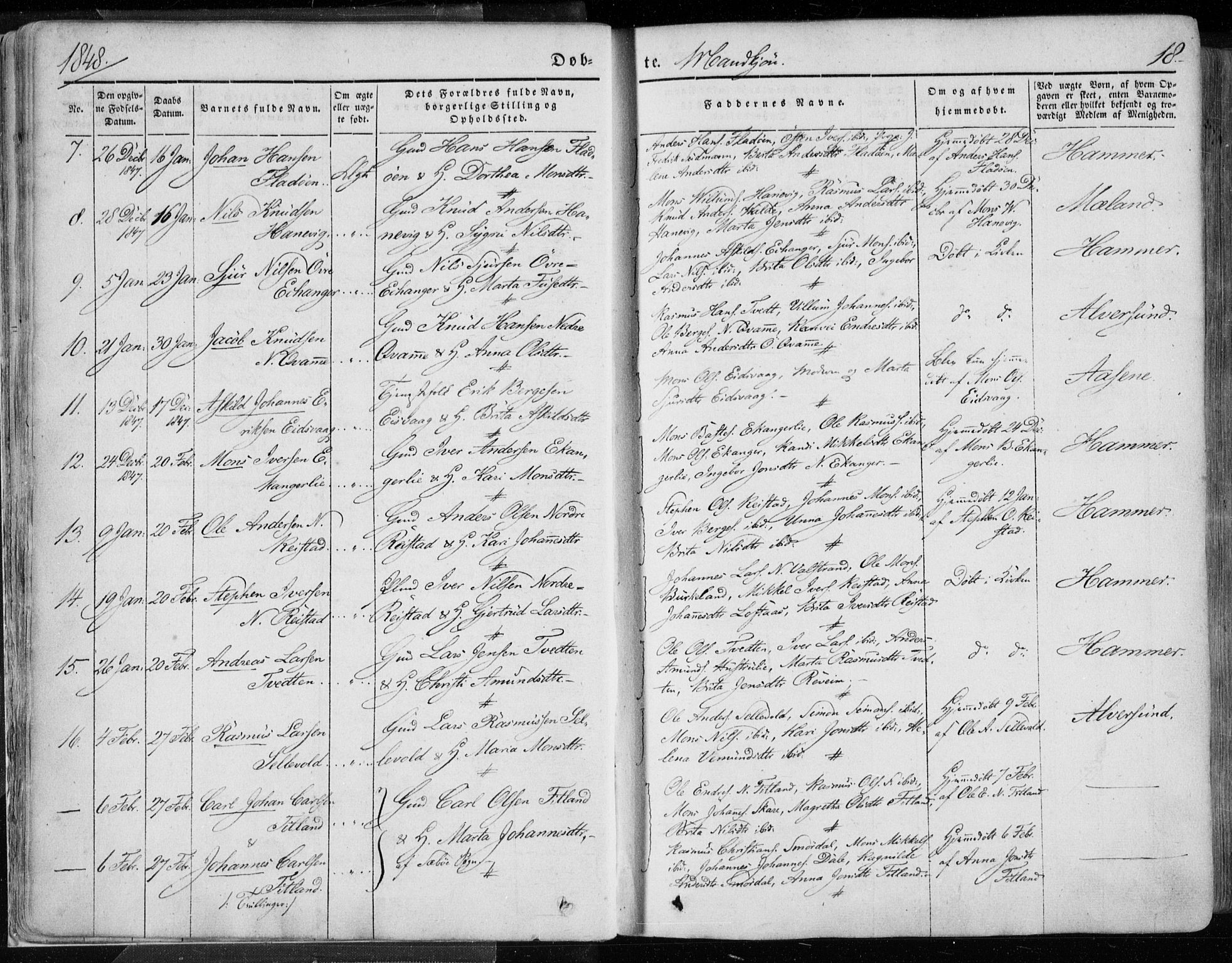 Hamre sokneprestembete, AV/SAB-A-75501/H/Ha/Haa/Haaa/L0013: Parish register (official) no. A 13, 1846-1857, p. 18