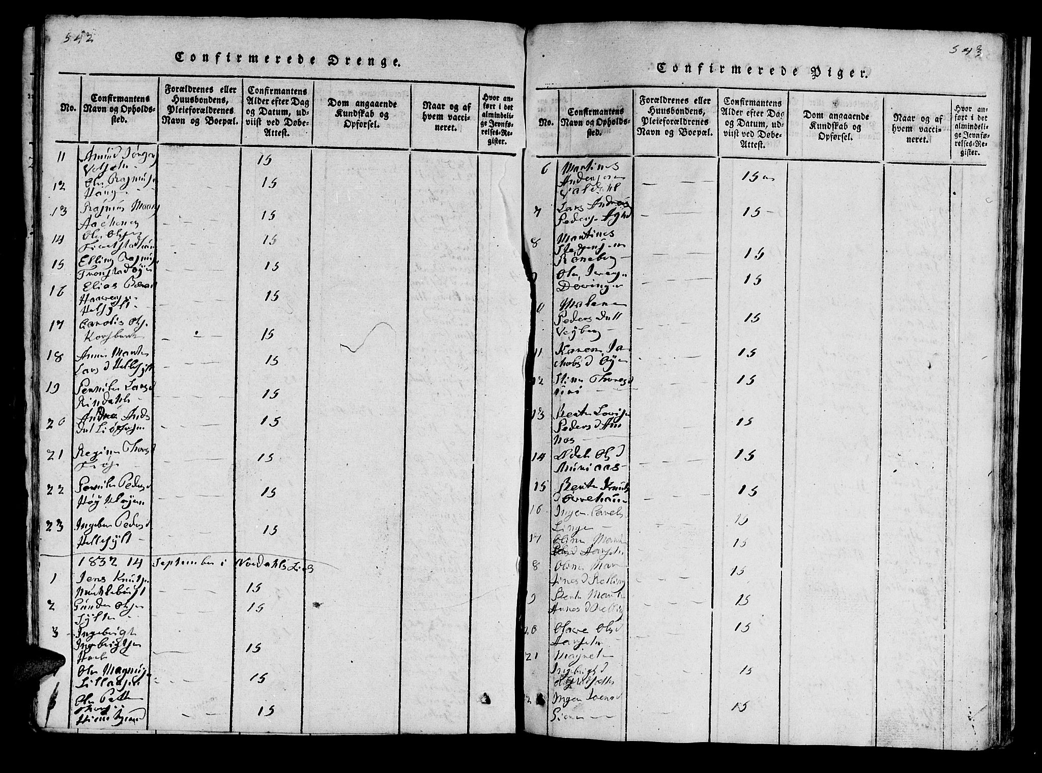 Ministerialprotokoller, klokkerbøker og fødselsregistre - Møre og Romsdal, SAT/A-1454/519/L0246: Parish register (official) no. 519A05, 1817-1834, p. 542-543
