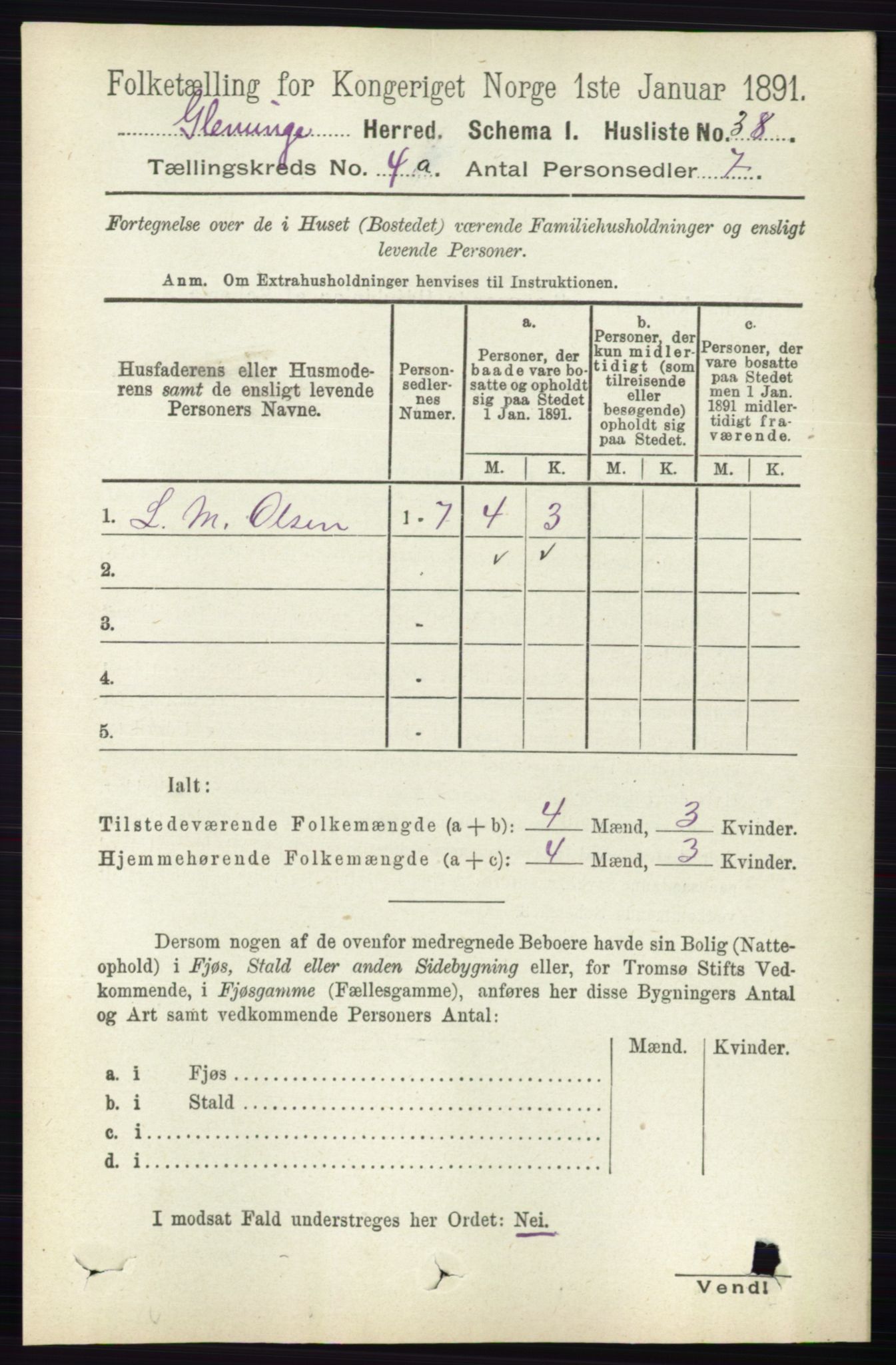 RA, 1891 census for 0132 Glemmen, 1891, p. 3377