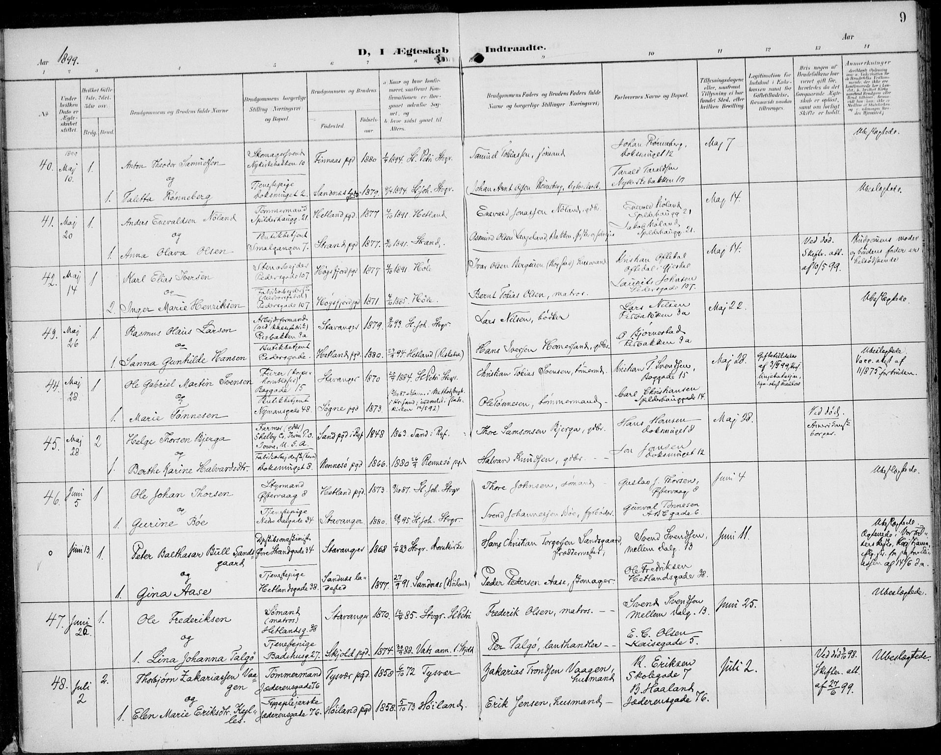 St. Johannes sokneprestkontor, AV/SAST-A-101814/002/B/L0001: Parish register (official) no. A 8, 1899-1917, p. 9