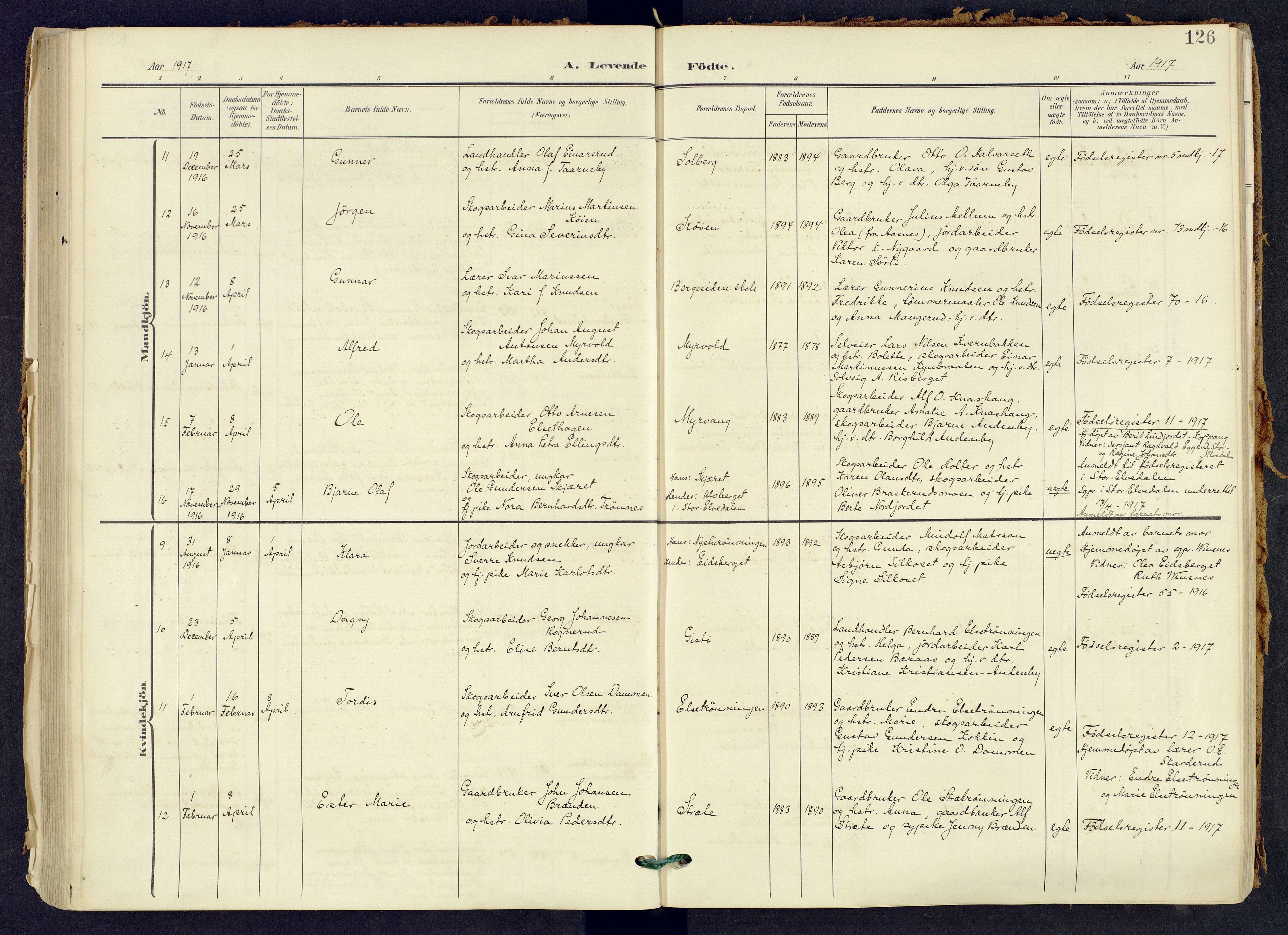 Våler prestekontor, Hedmark, AV/SAH-PREST-040/H/Ha/Haa/L0008: Parish register (official) no. 8, 1905-1921, p. 126