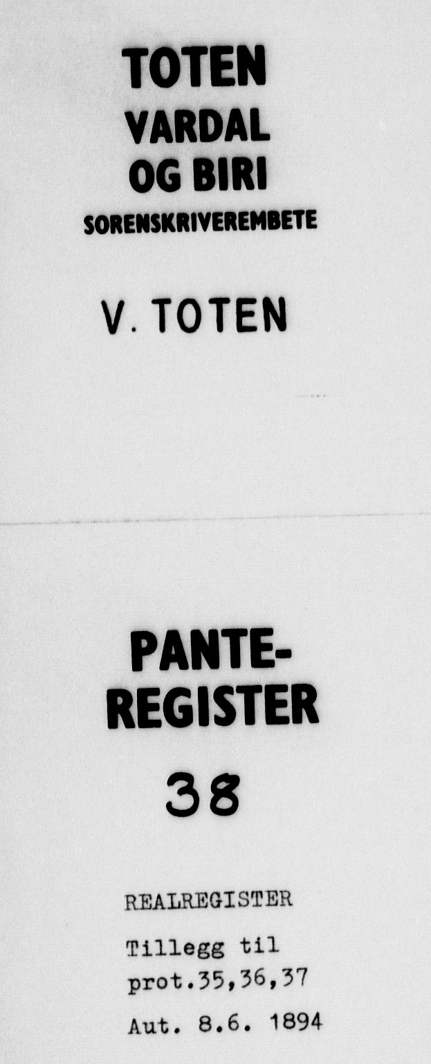 Toten tingrett, SAH/TING-006/H/Ha/Haa/L0038: Mortgage register no. 38, 1894