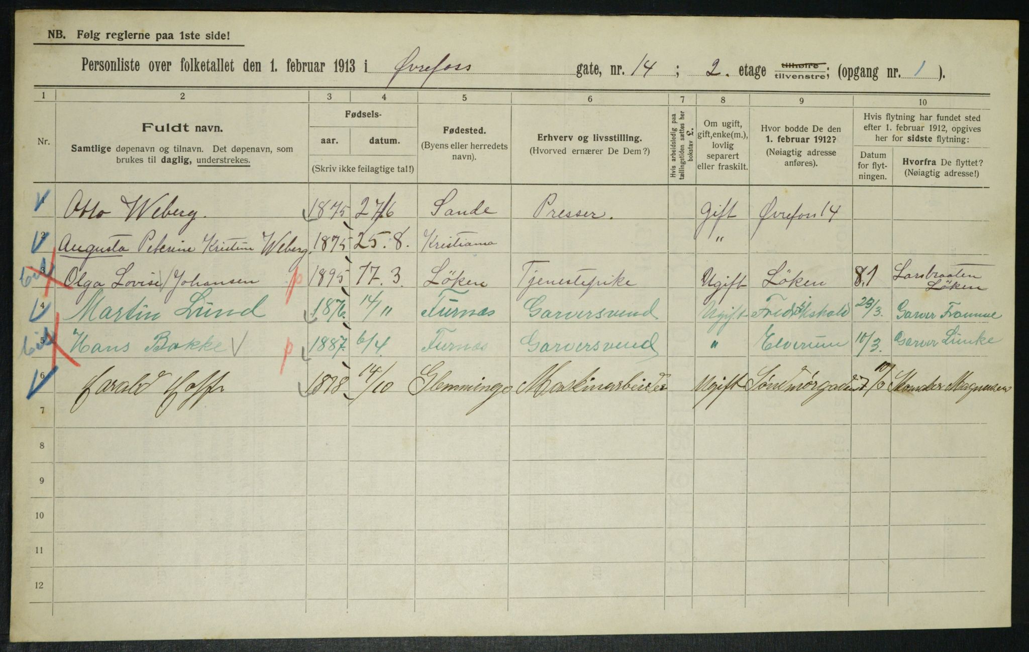 OBA, Municipal Census 1913 for Kristiania, 1913, p. 129678