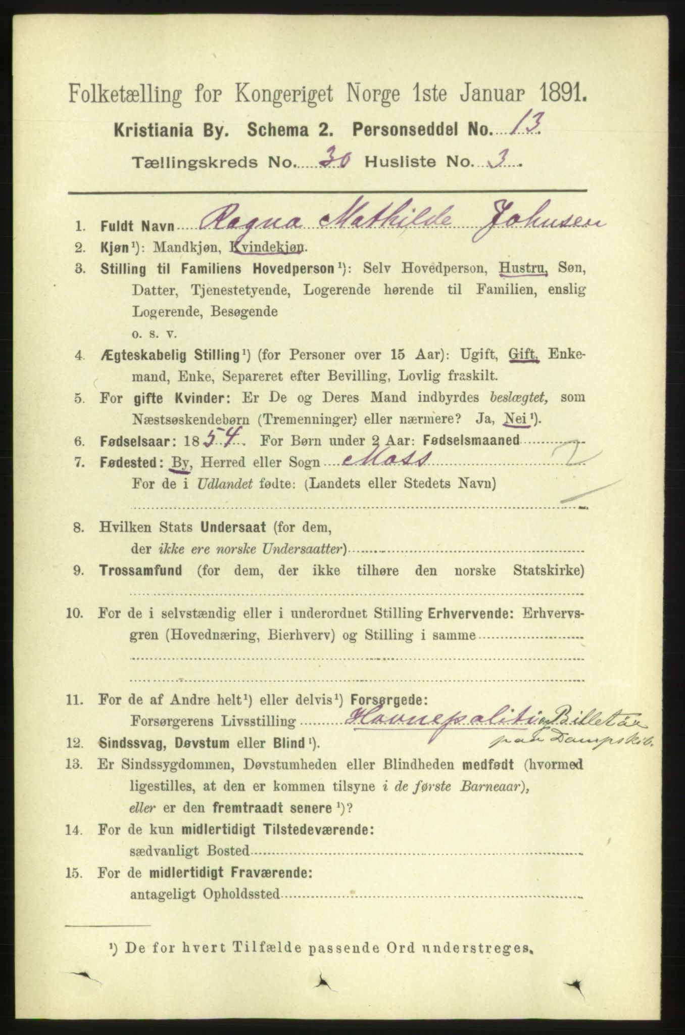 RA, 1891 census for 0301 Kristiania, 1891, p. 15625