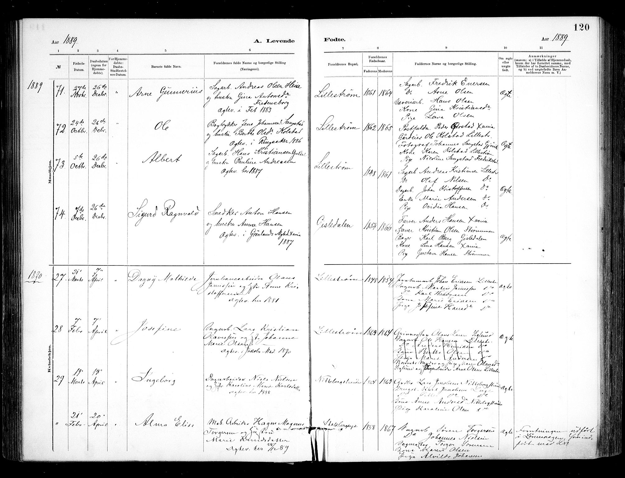 Skedsmo prestekontor Kirkebøker, SAO/A-10033a/F/Fa/L0013: Parish register (official) no. I 13, 1883-1891, p. 120