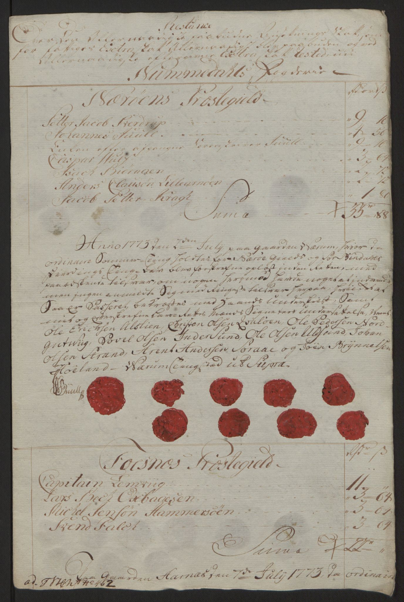 Rentekammeret inntil 1814, Reviderte regnskaper, Fogderegnskap, RA/EA-4092/R64/L4502: Ekstraskatten Namdal, 1762-1772, p. 462