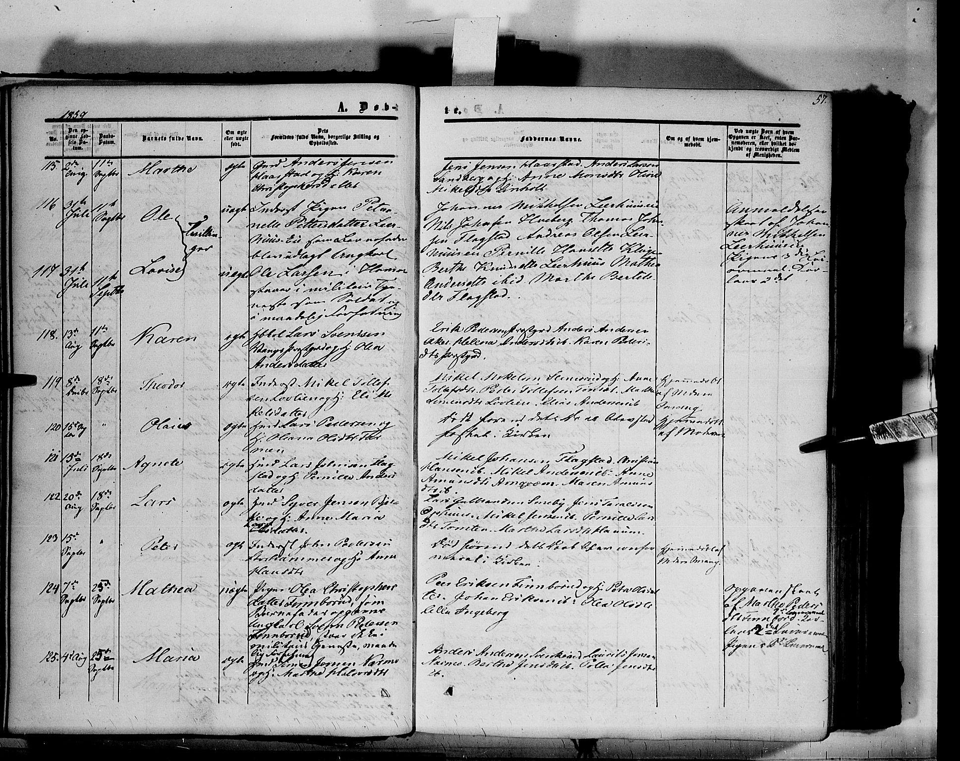Vang prestekontor, Hedmark, SAH/PREST-008/H/Ha/Haa/L0012: Parish register (official) no. 12, 1855-1870, p. 57