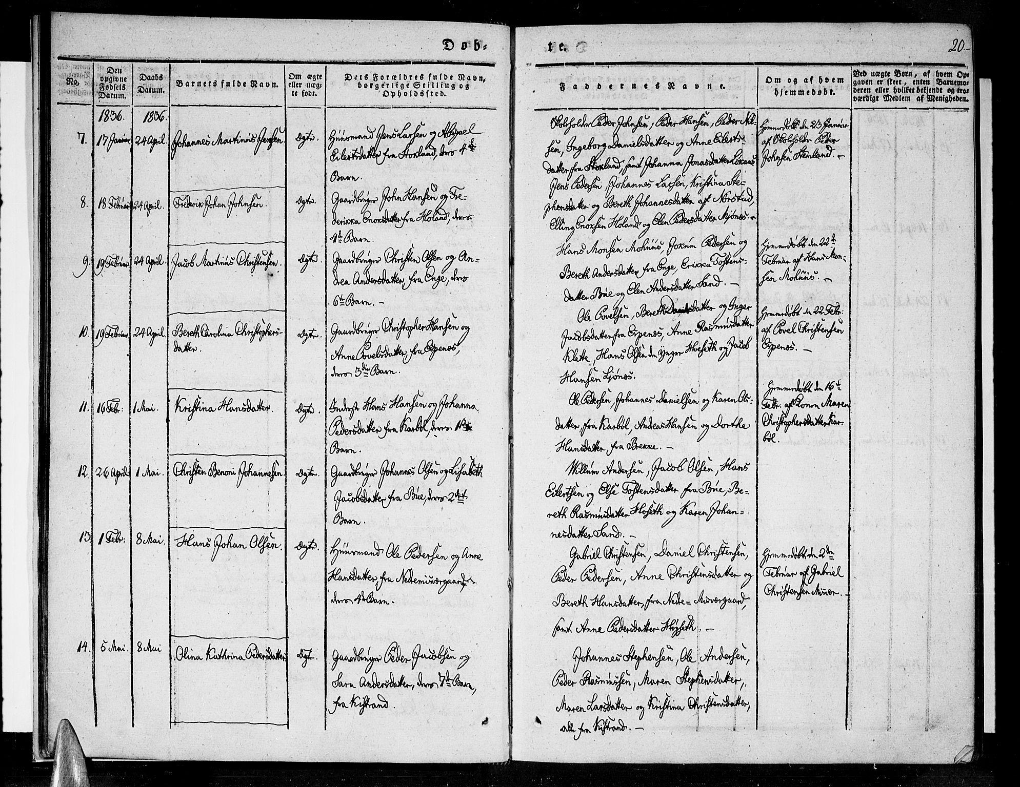 Ministerialprotokoller, klokkerbøker og fødselsregistre - Nordland, AV/SAT-A-1459/852/L0737: Parish register (official) no. 852A07, 1833-1849, p. 20