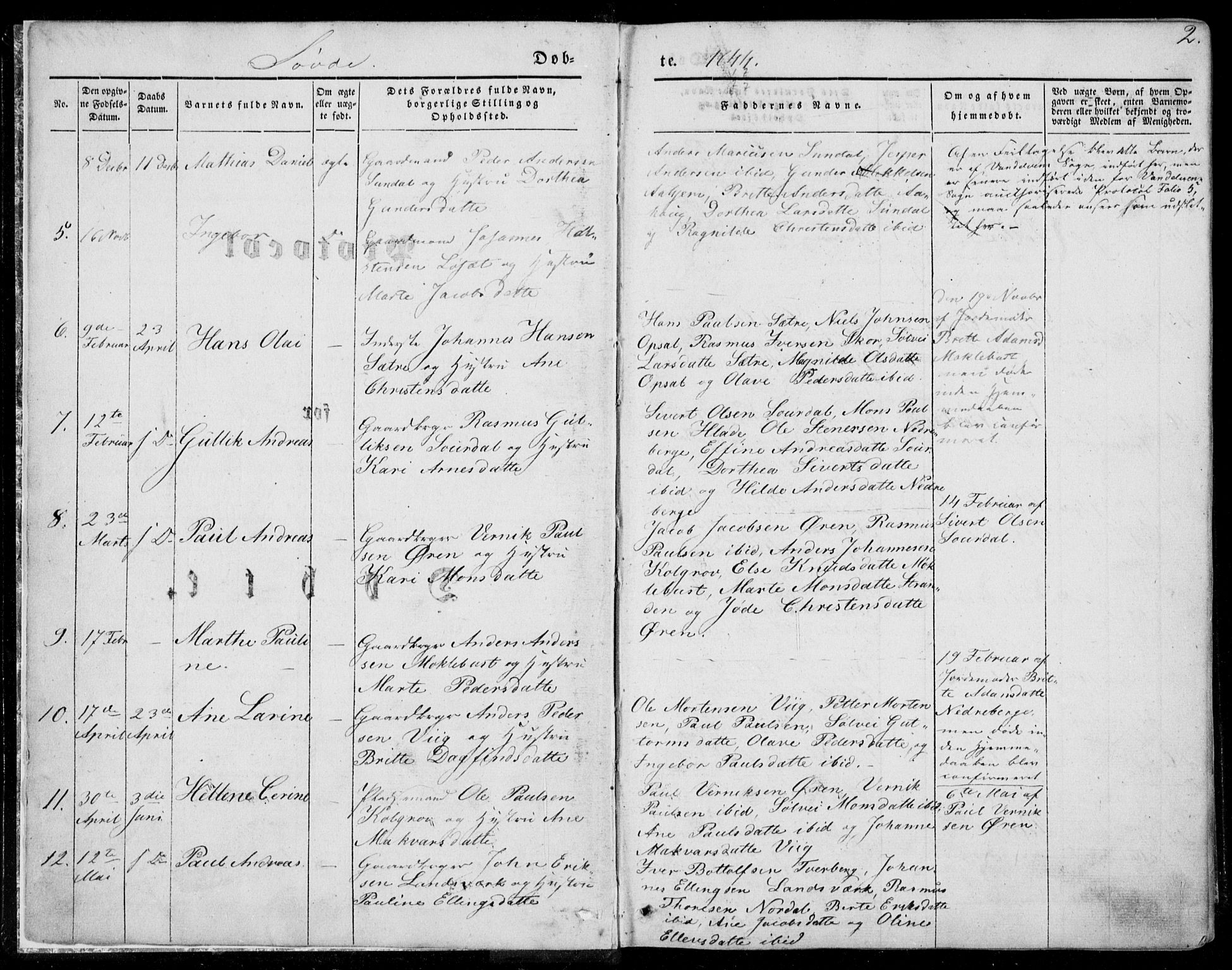 Ministerialprotokoller, klokkerbøker og fødselsregistre - Møre og Romsdal, SAT/A-1454/502/L0023: Parish register (official) no. 502A01, 1844-1873, p. 2