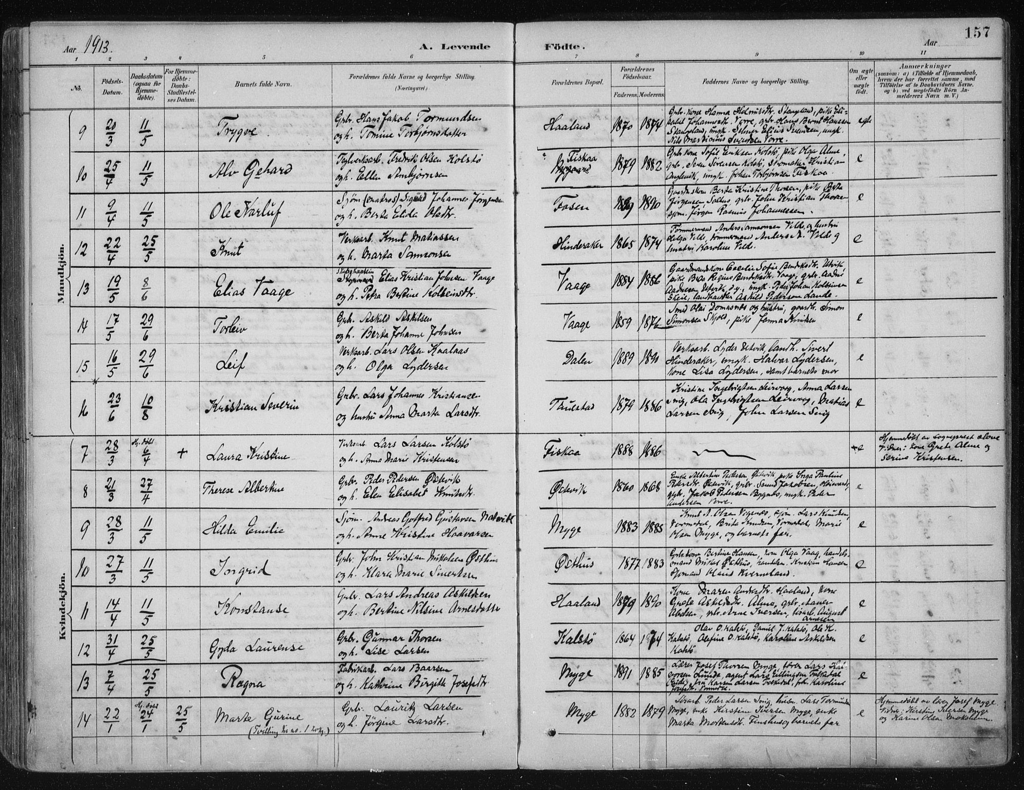 Avaldsnes sokneprestkontor, AV/SAST-A -101851/H/Ha/Haa/L0017: Parish register (official) no. A 17, 1889-1920, p. 157