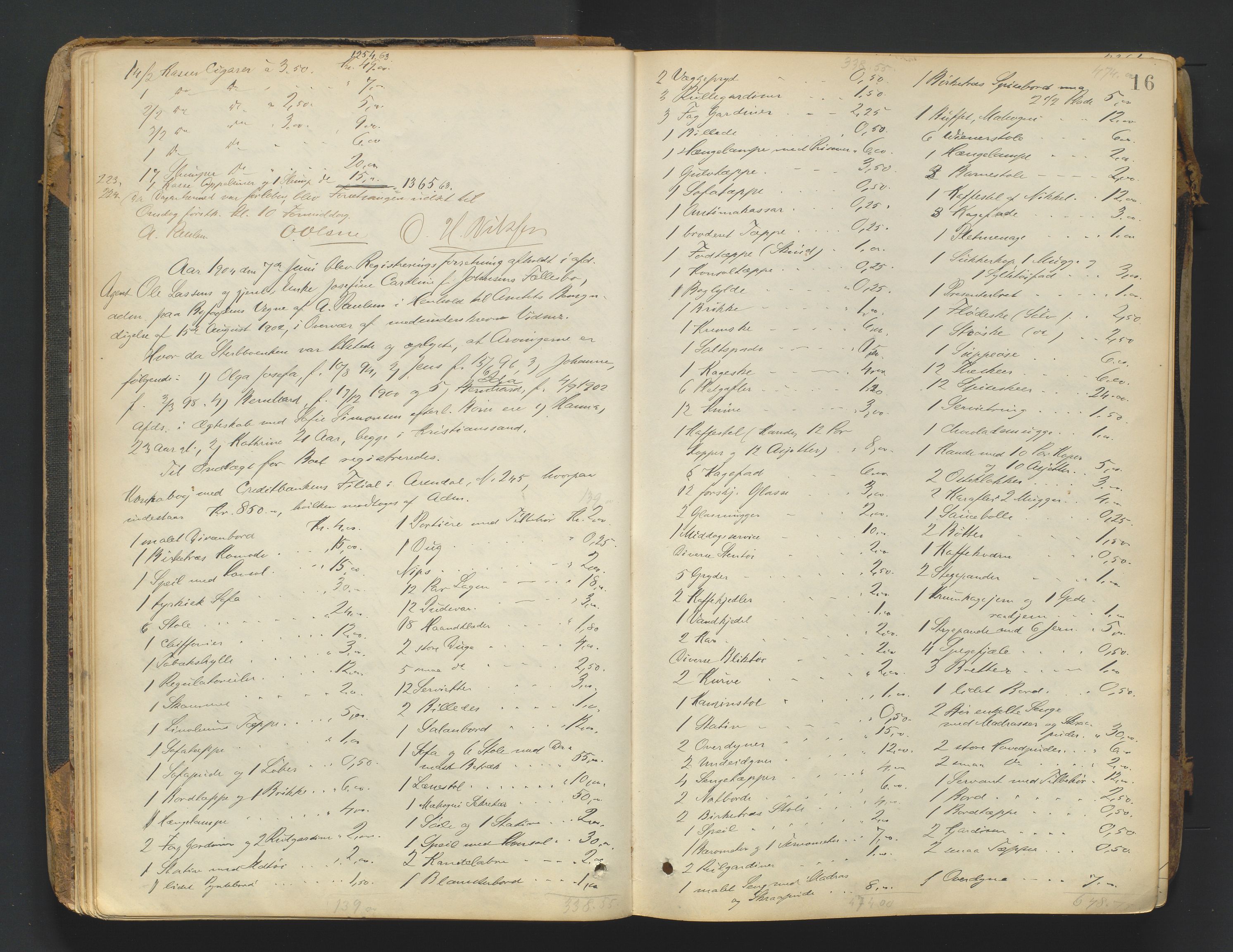 Arendal byfogd, AV/SAK-1222-0001/H/Hc/L0037: Skifteregistreringsprotokoll nr. 35, 1903-1926, p. 15b-16a