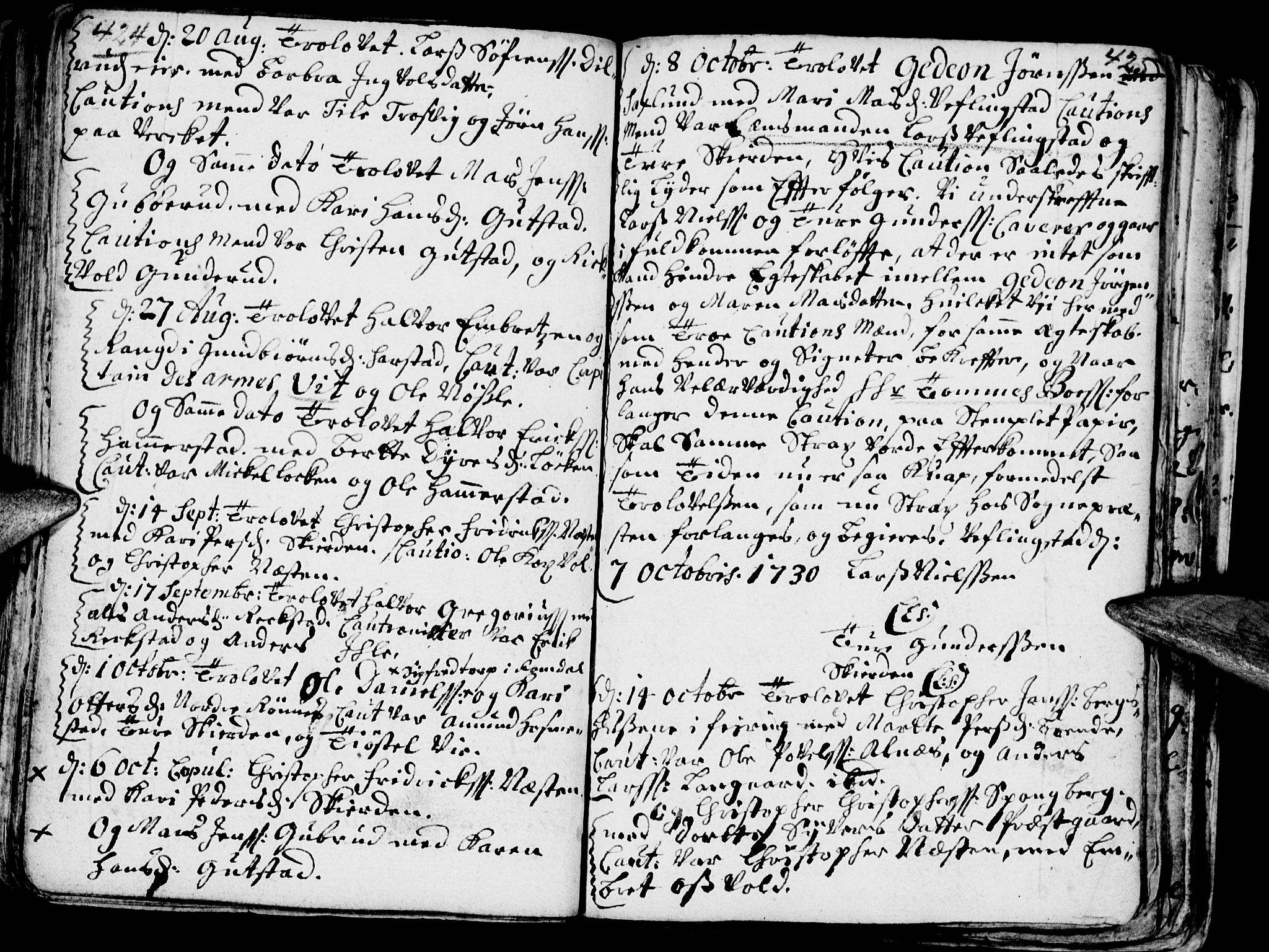 Stange prestekontor, AV/SAH-PREST-002/K/L0002: Parish register (official) no. 2, 1724-1740, p. 424-425