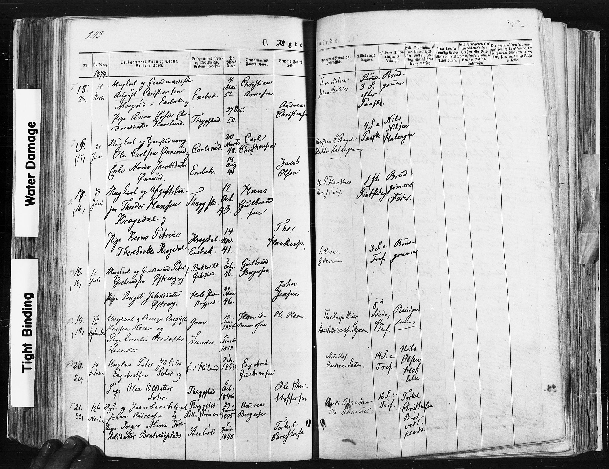 Trøgstad prestekontor Kirkebøker, AV/SAO-A-10925/F/Fa/L0009: Parish register (official) no. I 9, 1865-1877, p. 243
