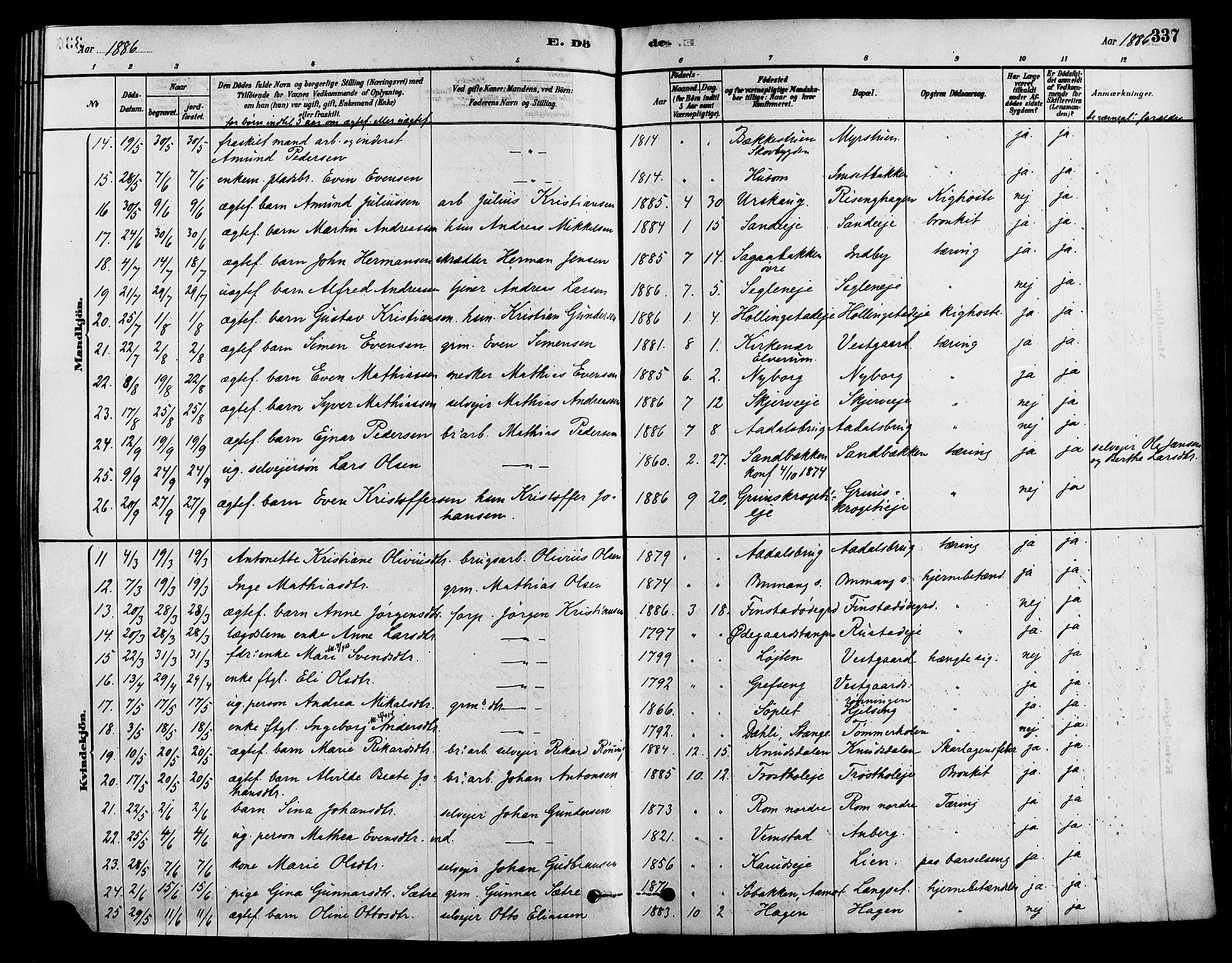 Løten prestekontor, SAH/PREST-022/K/Ka/L0009: Parish register (official) no. 9, 1878-1891, p. 337