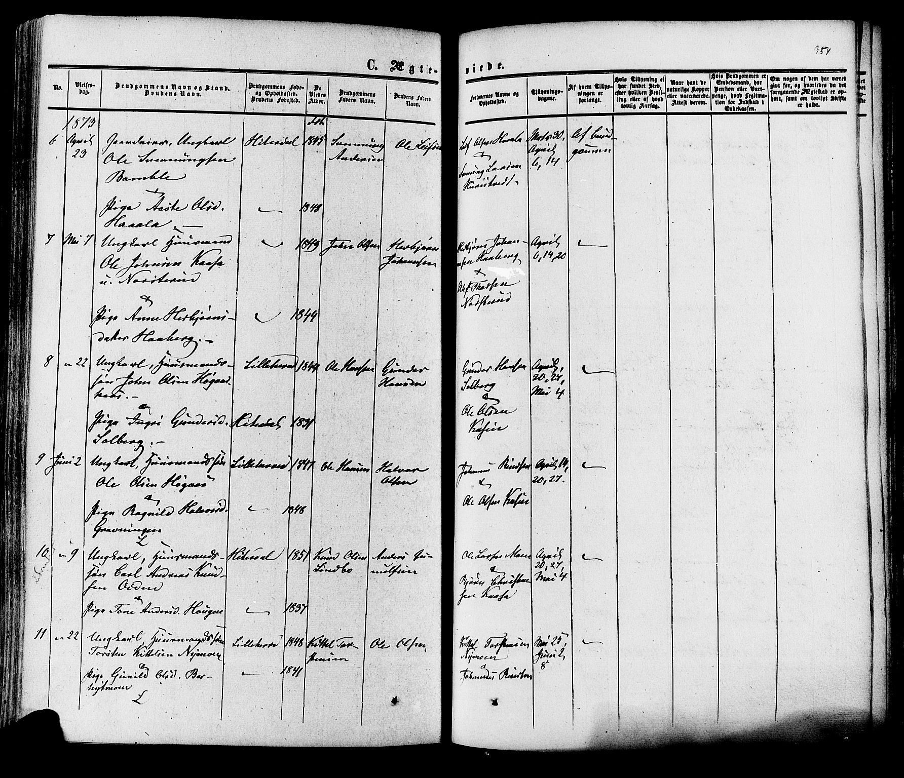 Heddal kirkebøker, SAKO/A-268/F/Fa/L0007: Parish register (official) no. I 7, 1855-1877, p. 354