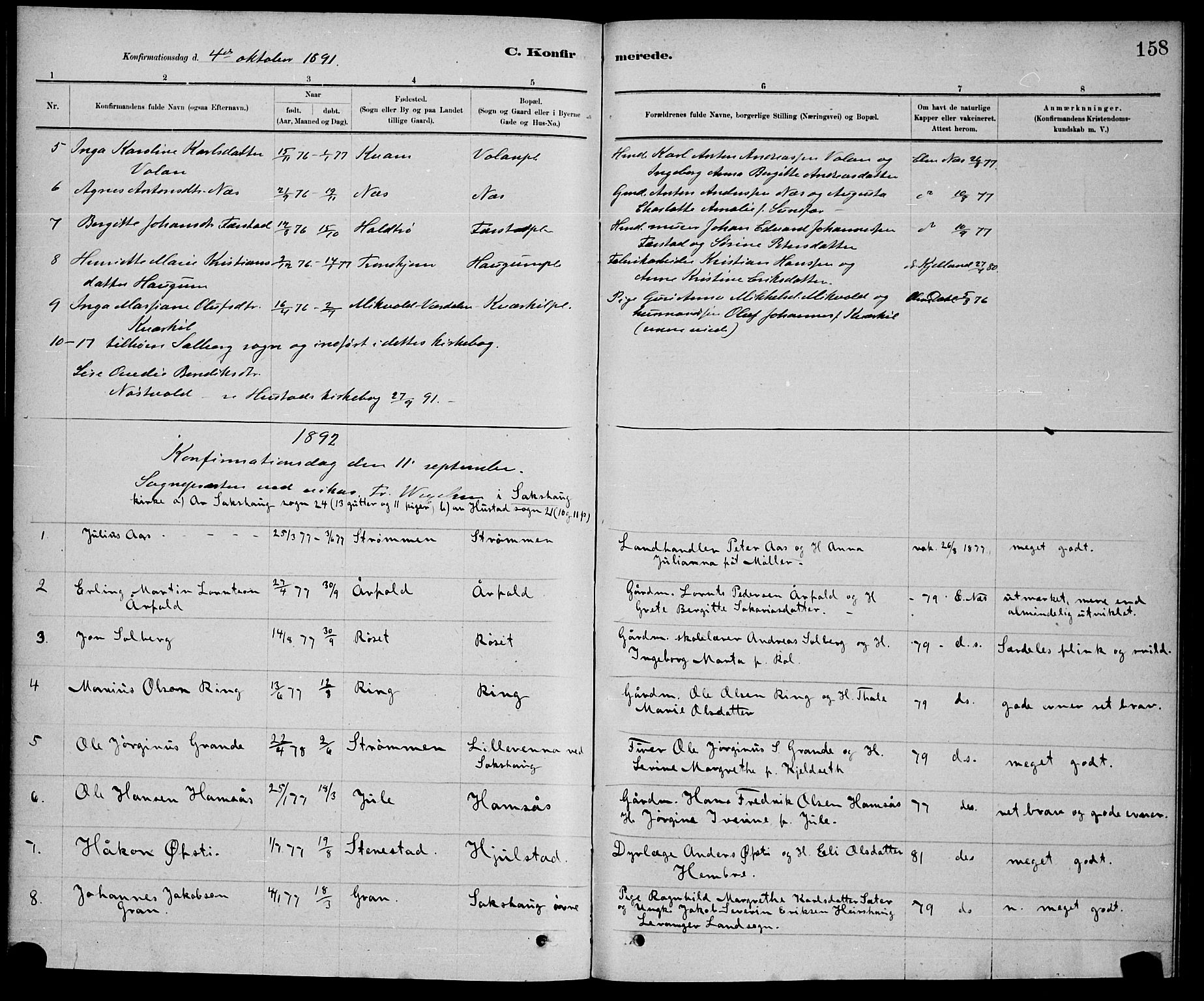 Ministerialprotokoller, klokkerbøker og fødselsregistre - Nord-Trøndelag, SAT/A-1458/730/L0301: Parish register (copy) no. 730C04, 1880-1897, p. 158