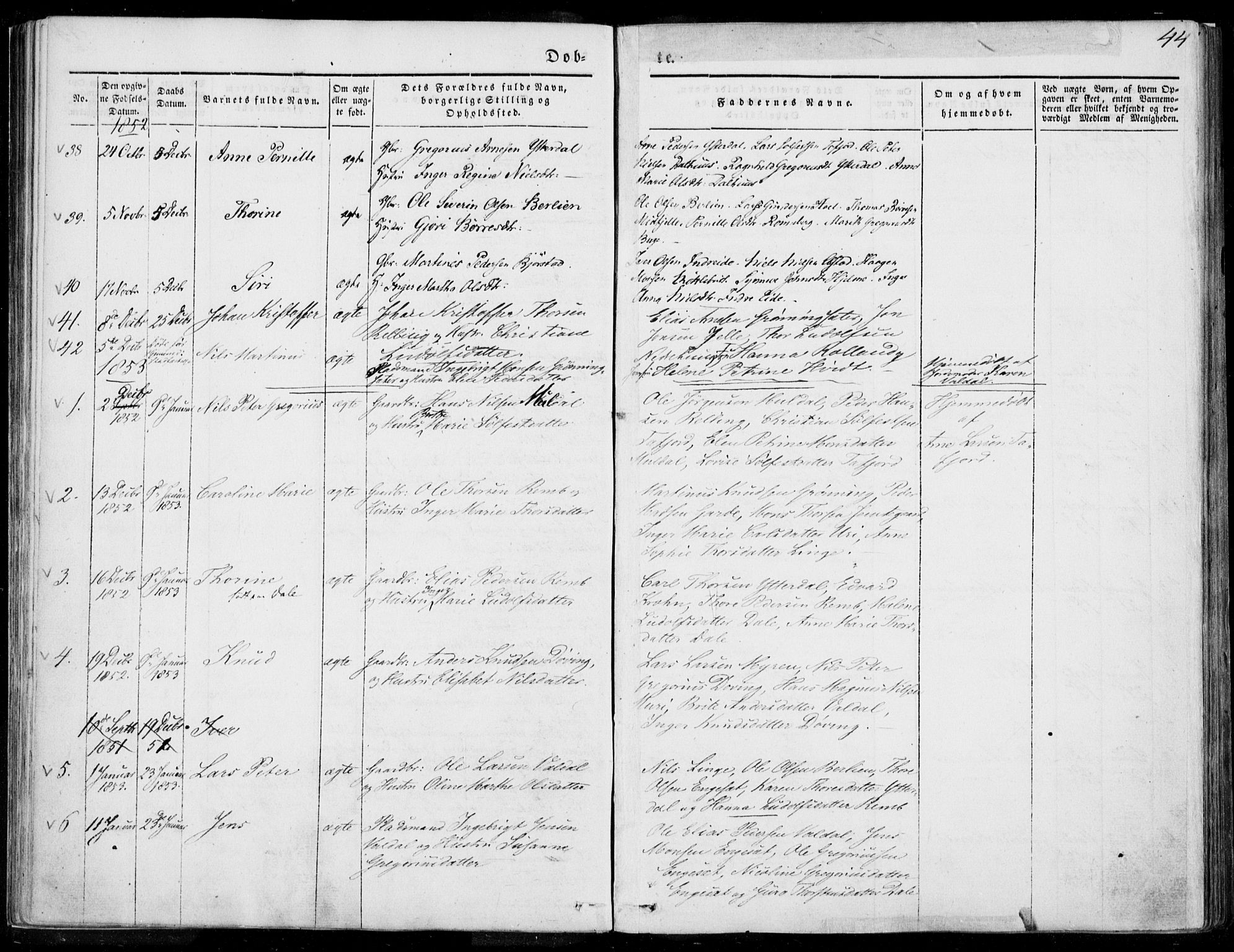 Ministerialprotokoller, klokkerbøker og fødselsregistre - Møre og Romsdal, SAT/A-1454/519/L0249: Parish register (official) no. 519A08, 1846-1868, p. 44