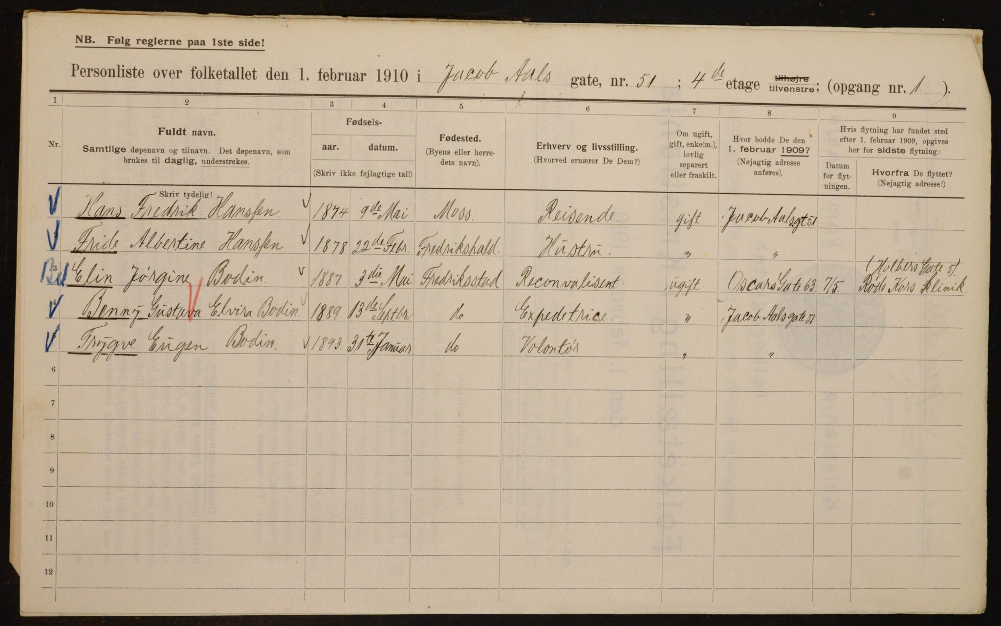 OBA, Municipal Census 1910 for Kristiania, 1910, p. 44131