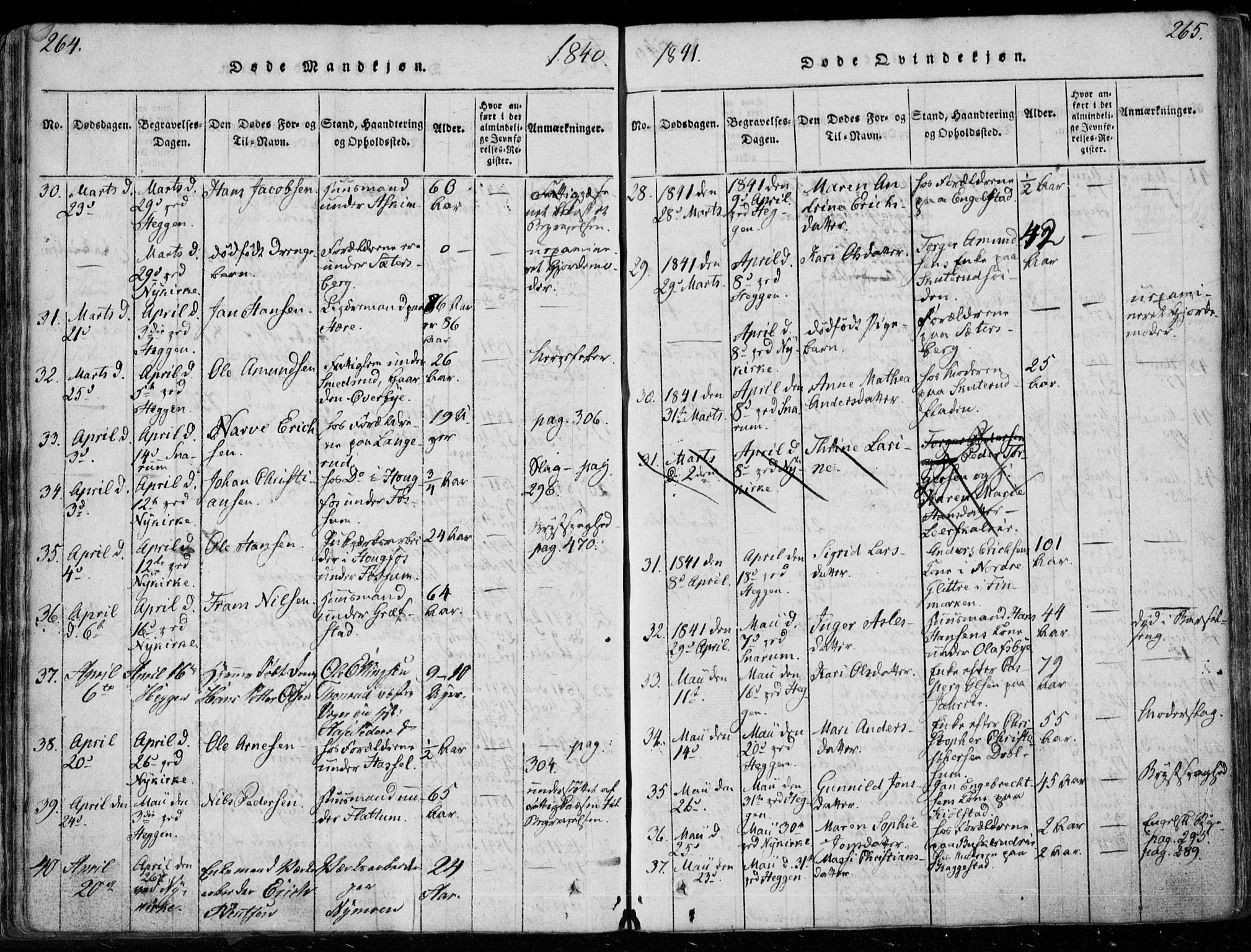 Modum kirkebøker, AV/SAKO-A-234/F/Fa/L0006: Parish register (official) no. 6, 1832-1841, p. 264-265