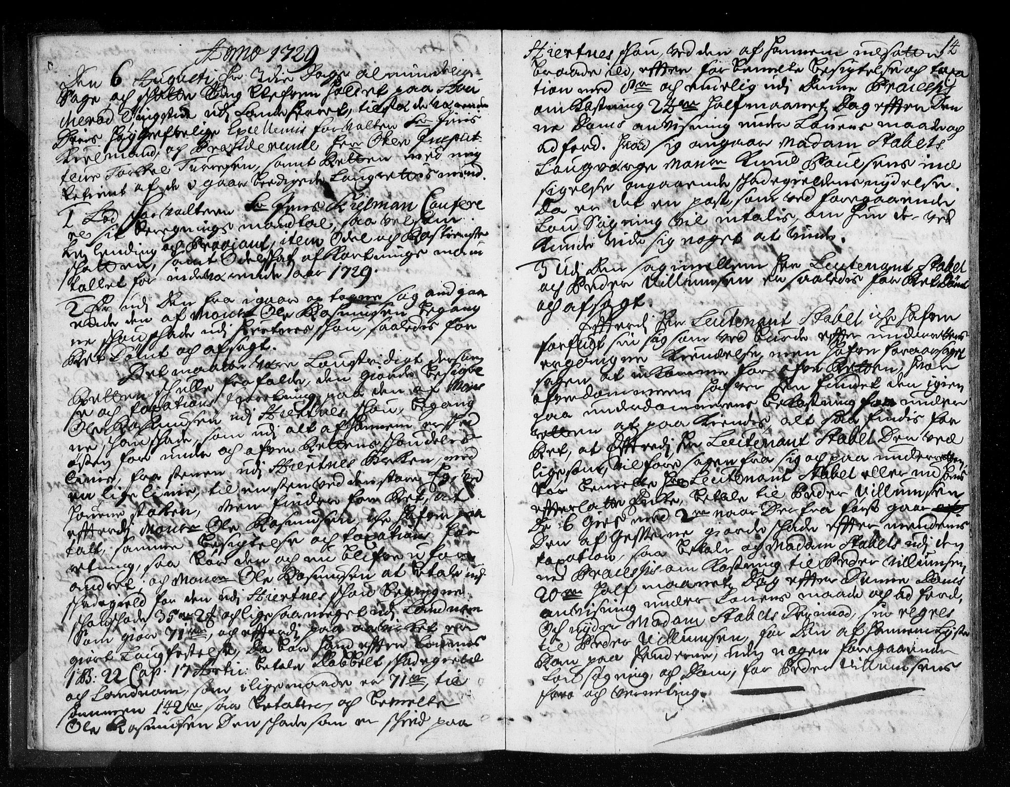 Larvik sorenskriveri, AV/SAKO-A-83/F/Fa/L0017: Tingbok, 1729-1731, p. 13b-14a