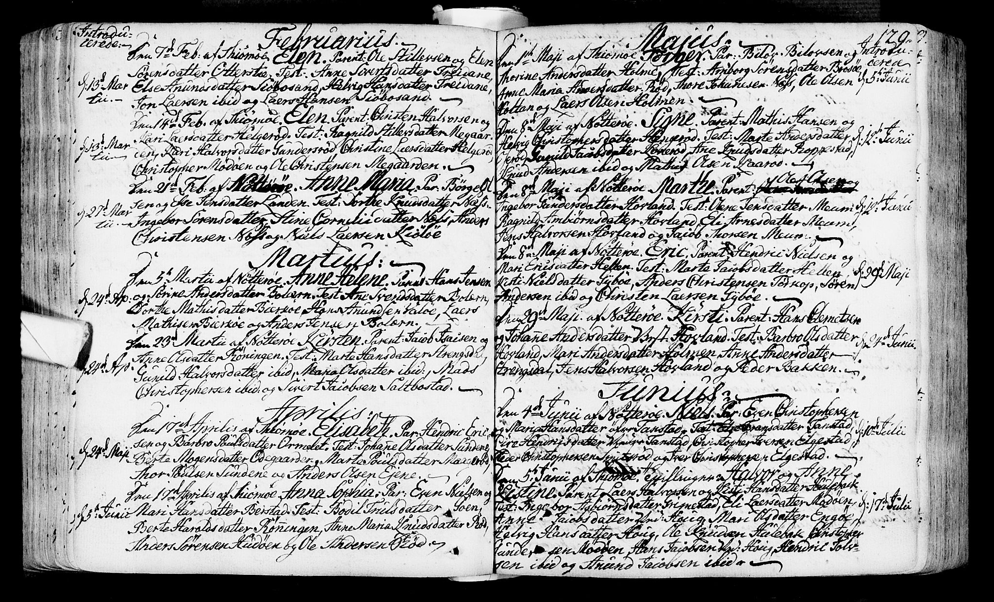 Nøtterøy kirkebøker, SAKO/A-354/F/Fa/L0002: Parish register (official) no. I 2, 1738-1790, p. 129