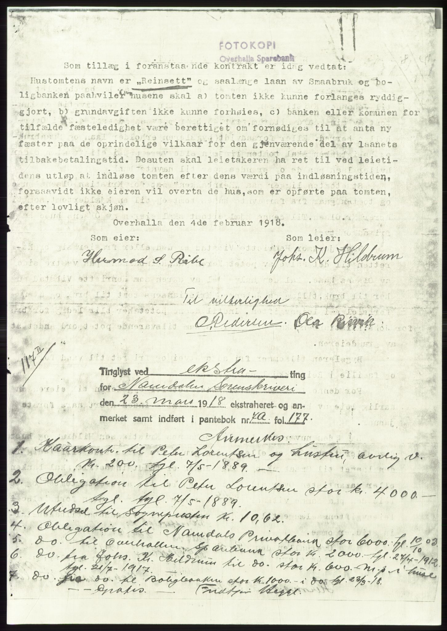 Namdal sorenskriveri, SAT/A-4133/1/2/2C: Mortgage book no. -, 1916-1921, Deed date: 09.03.1918
