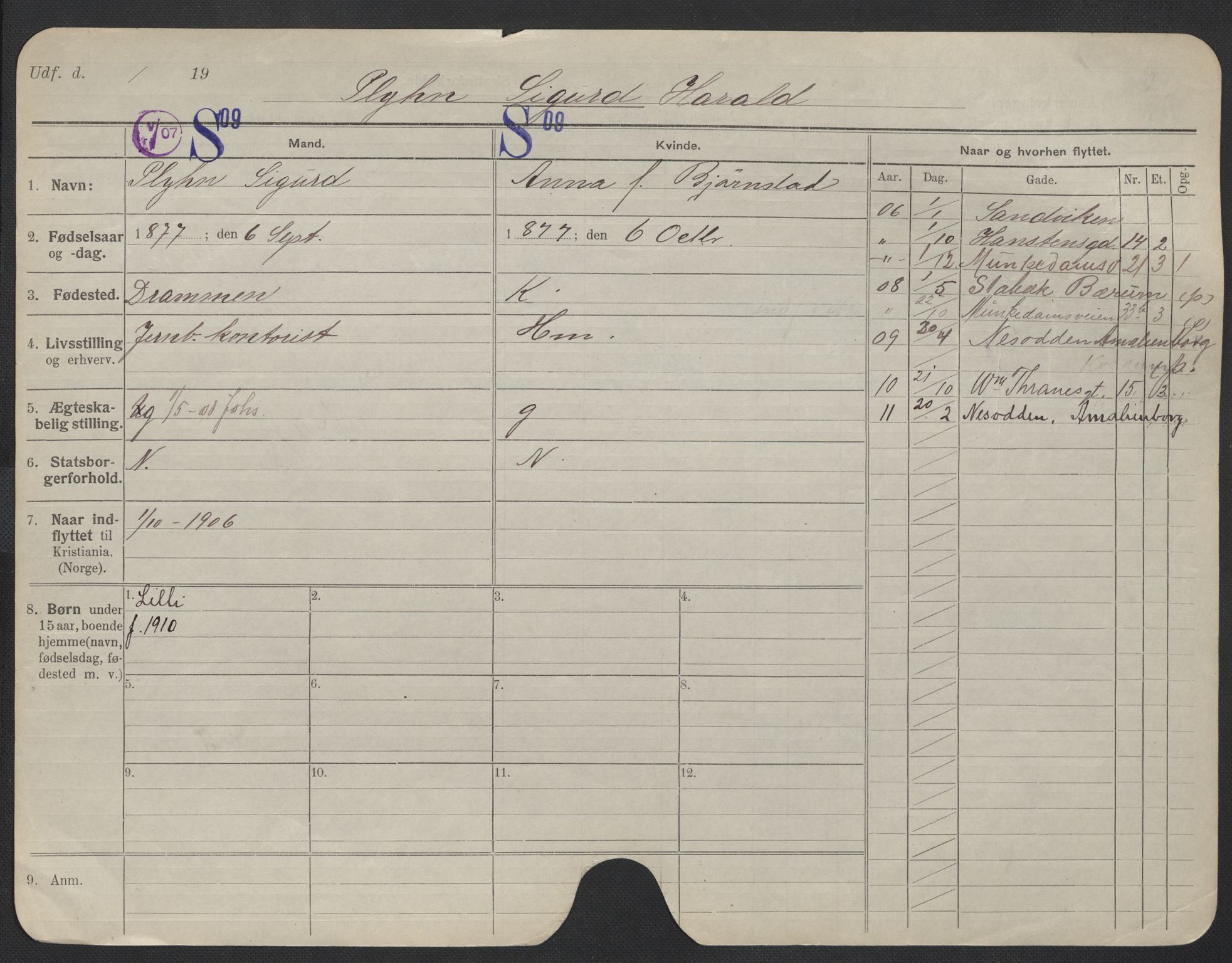 Oslo folkeregister, Registerkort, SAO/A-11715/F/Fa/Fac/L0009: Menn, 1906-1914, p. 426a