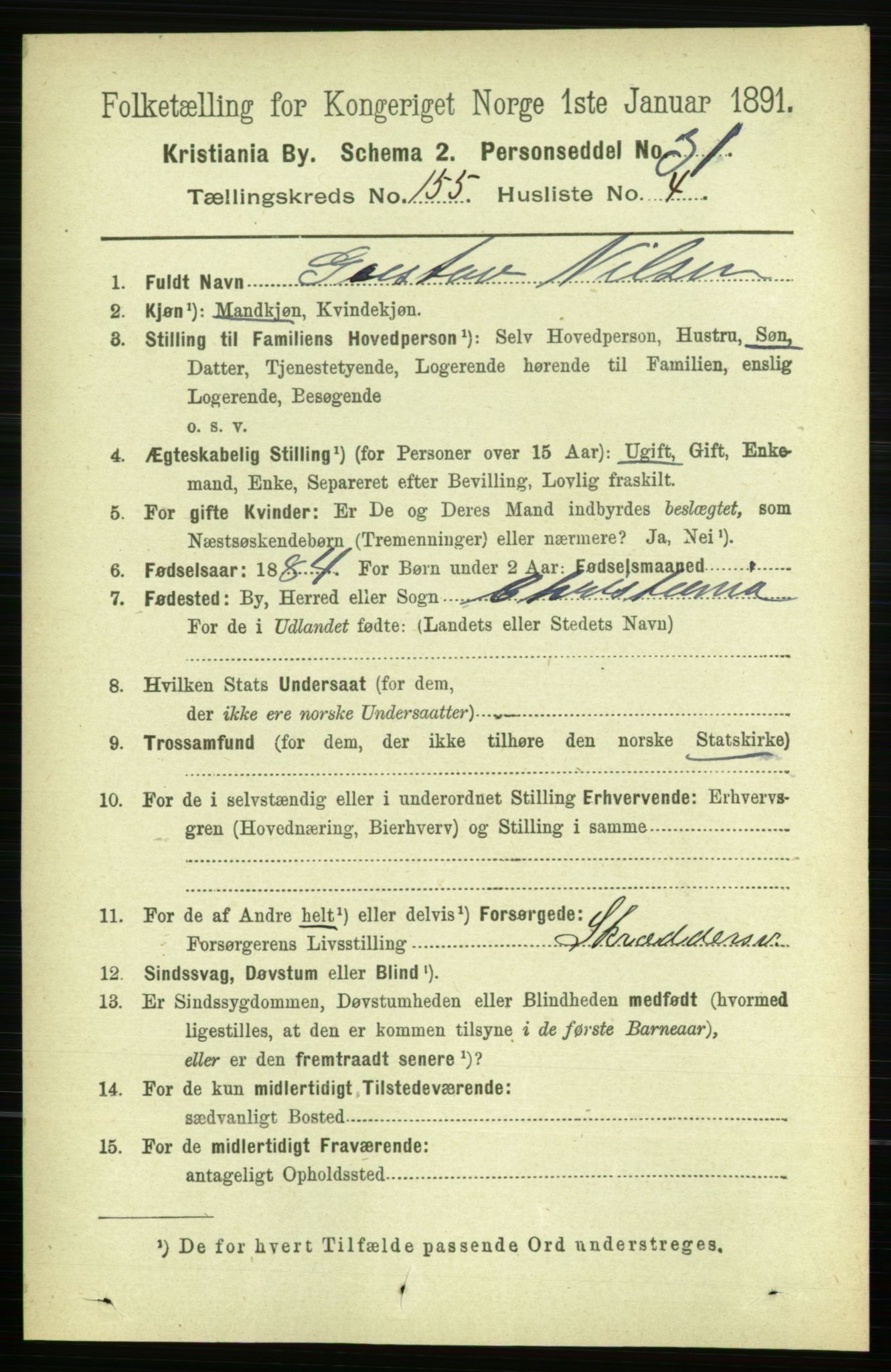 RA, 1891 census for 0301 Kristiania, 1891, p. 88289