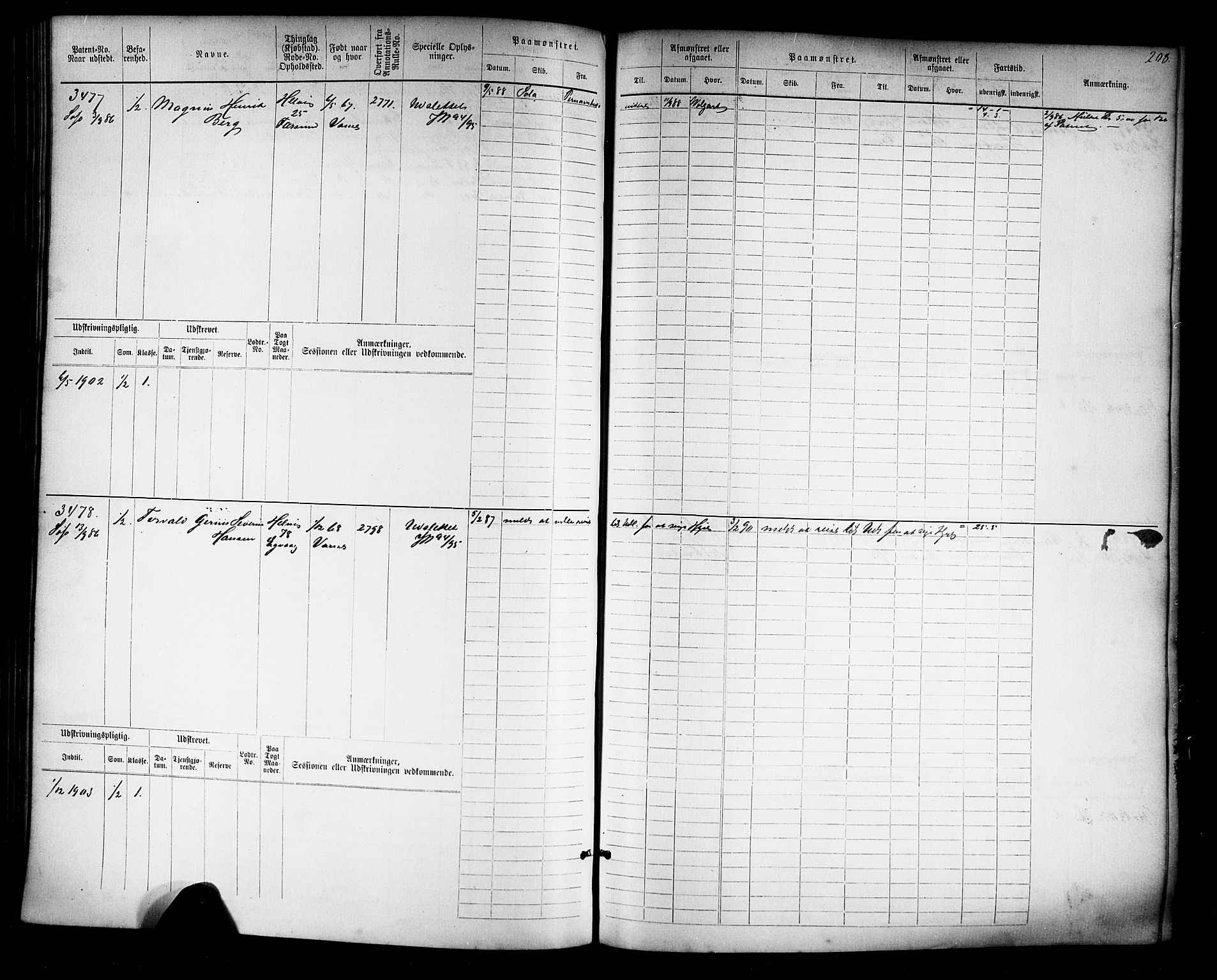 Farsund mønstringskrets, AV/SAK-2031-0017/F/Fb/L0019: Hovedrulle nr 3067-3832, Z-11, 1882-1922, p. 212