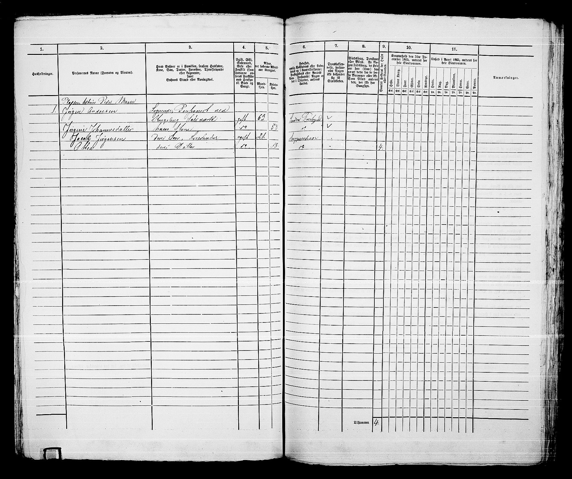 RA, 1865 census for Kongsberg/Kongsberg, 1865, p. 1337