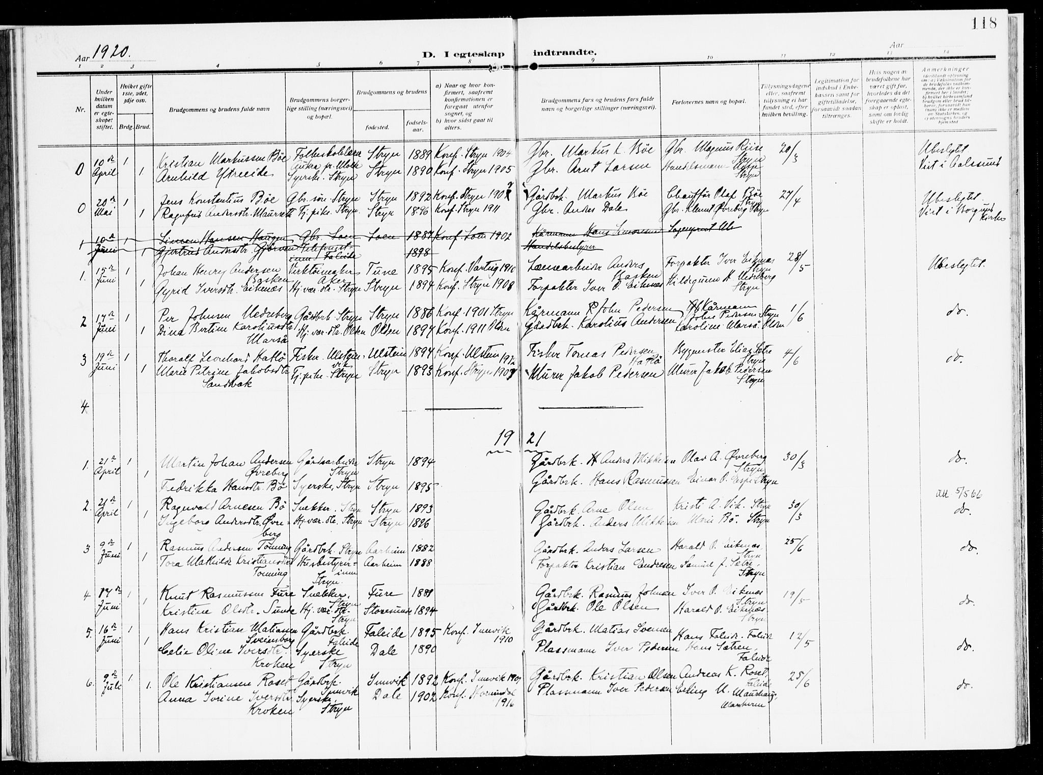Stryn Sokneprestembete, AV/SAB-A-82501: Parish register (official) no. B 2, 1908-1936, p. 118