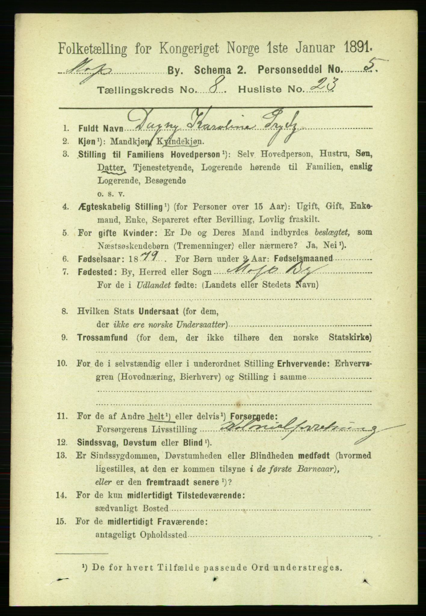 RA, 1891 census for 0104 Moss, 1891, p. 5101