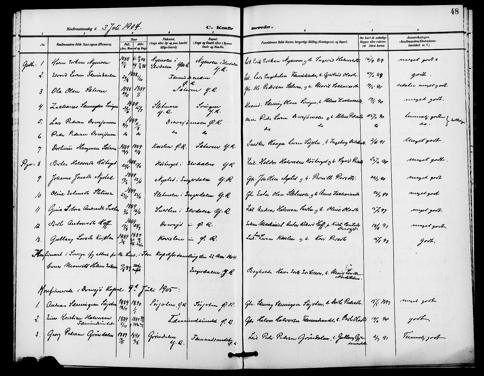 Rendalen prestekontor, AV/SAH-PREST-054/H/Ha/Haa/L0008: Parish register (official) no. 8, 1898-1910, p. 48