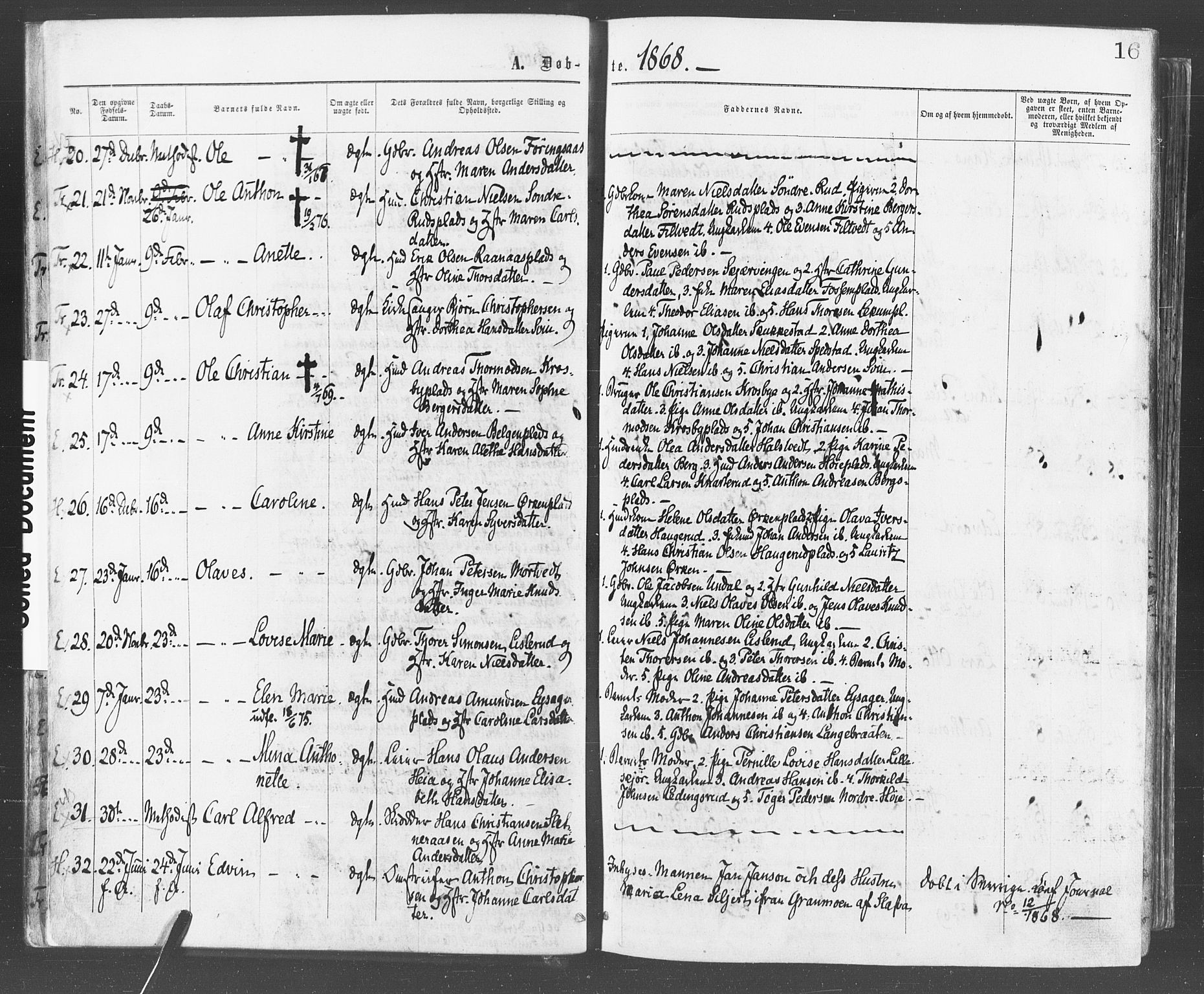 Eidsberg prestekontor Kirkebøker, AV/SAO-A-10905/F/Fa/L0011: Parish register (official) no. I 11, 1867-1878, p. 16