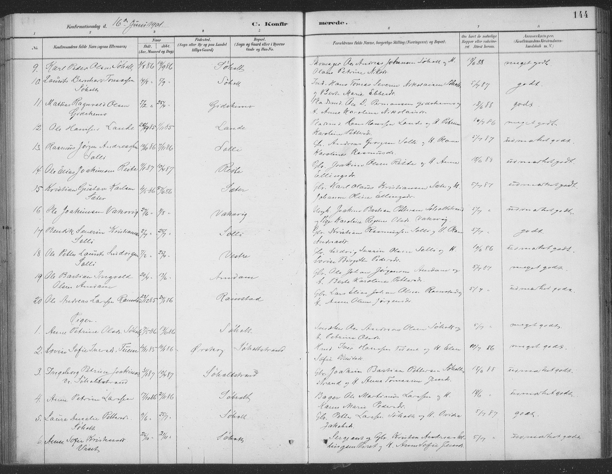 Ministerialprotokoller, klokkerbøker og fødselsregistre - Møre og Romsdal, SAT/A-1454/522/L0316: Parish register (official) no. 522A11, 1890-1911, p. 144
