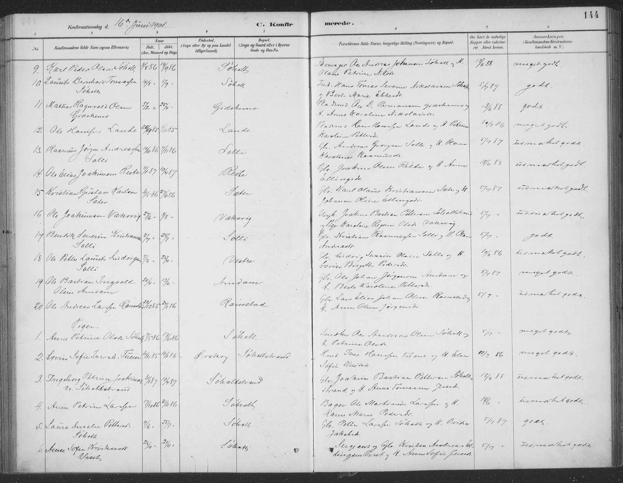 Ministerialprotokoller, klokkerbøker og fødselsregistre - Møre og Romsdal, AV/SAT-A-1454/522/L0316: Parish register (official) no. 522A11, 1890-1911, p. 144