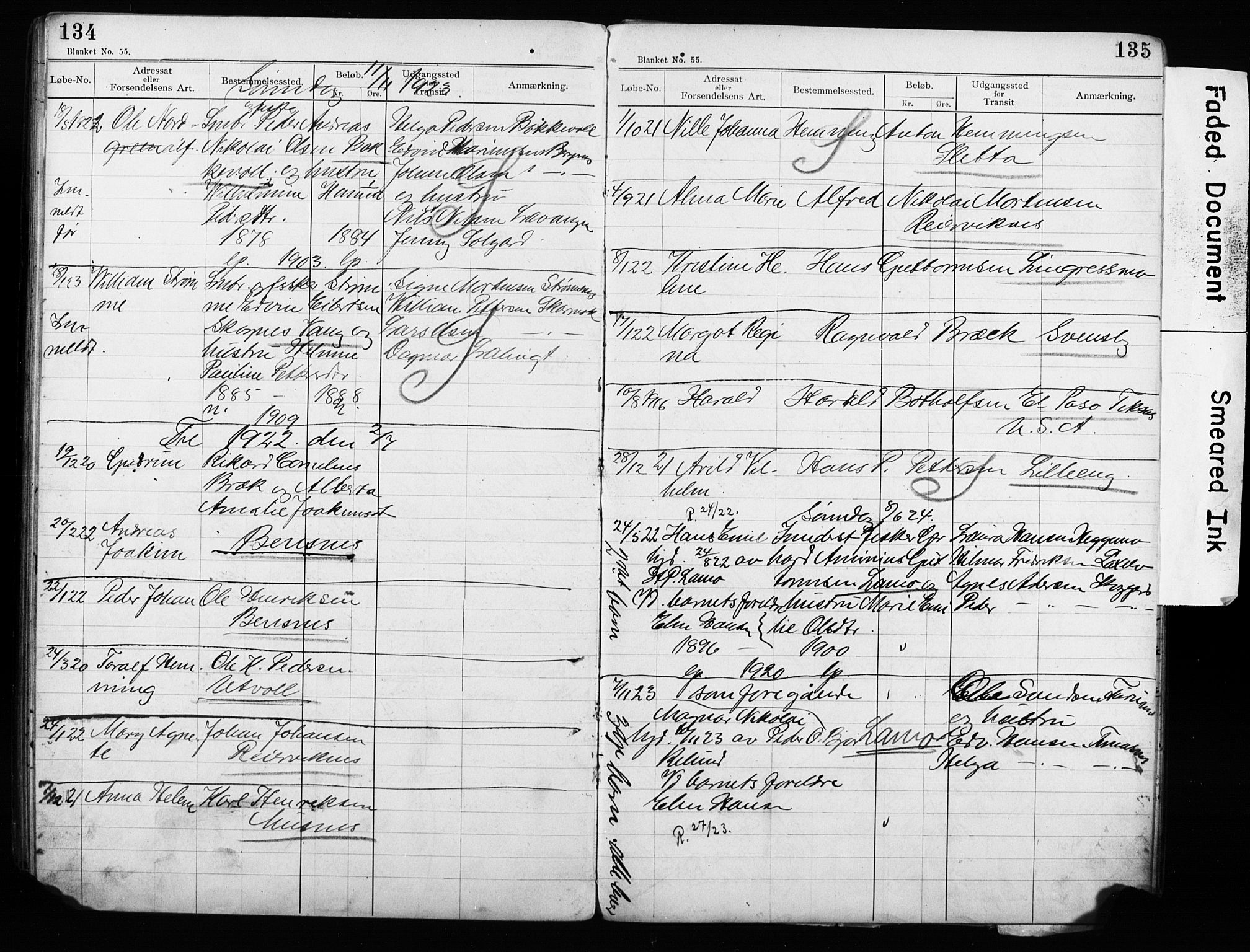 Lyngen sokneprestembete, AV/SATØ-S-1289/H/Ha/L0052/0002: Baptism register no. 52.2, 1915-1928, p. 134-135