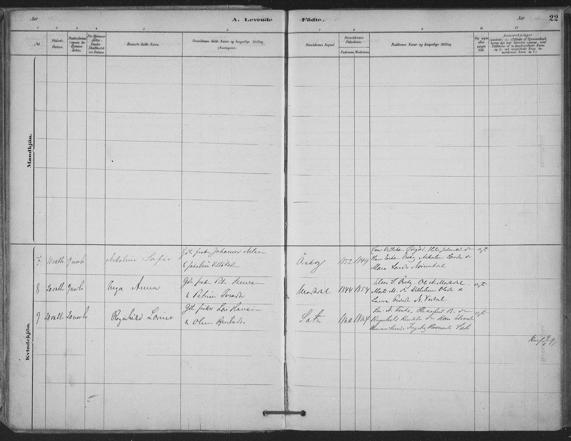 Ministerialprotokoller, klokkerbøker og fødselsregistre - Møre og Romsdal, AV/SAT-A-1454/514/L0199: Parish register (official) no. 514A01, 1878-1912, p. 22