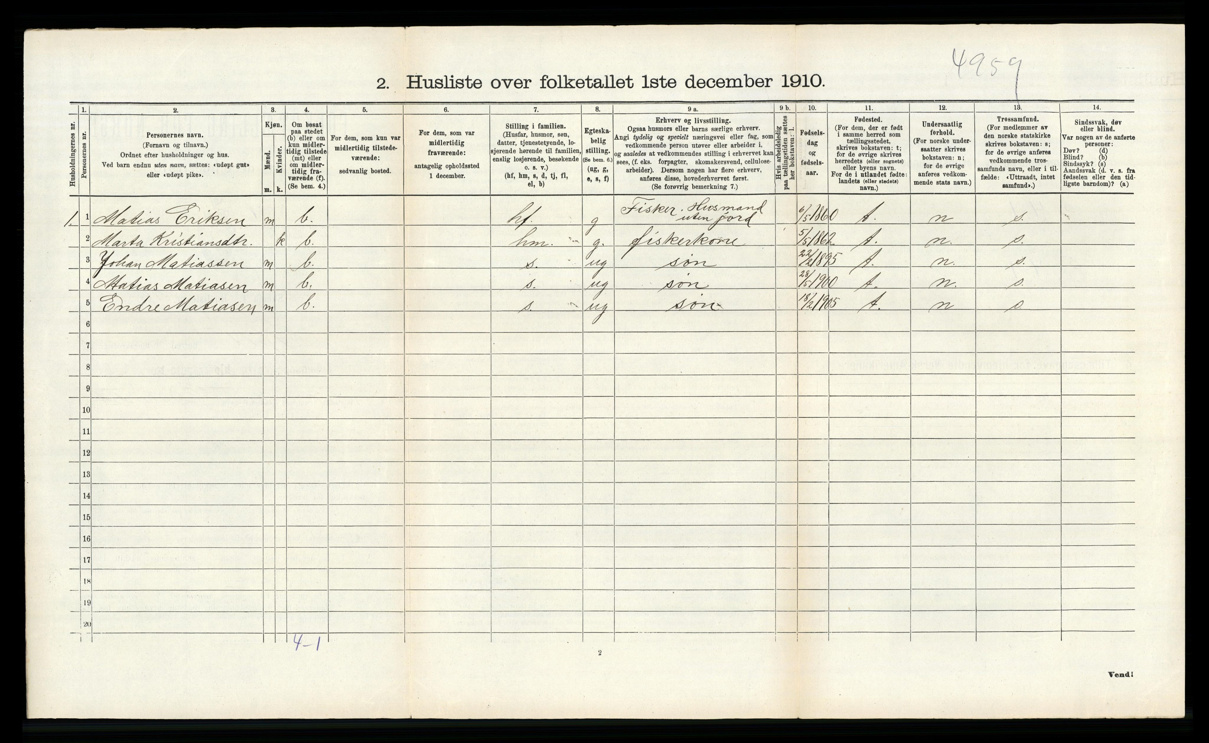 RA, 1910 census for Fjell, 1910, p. 150