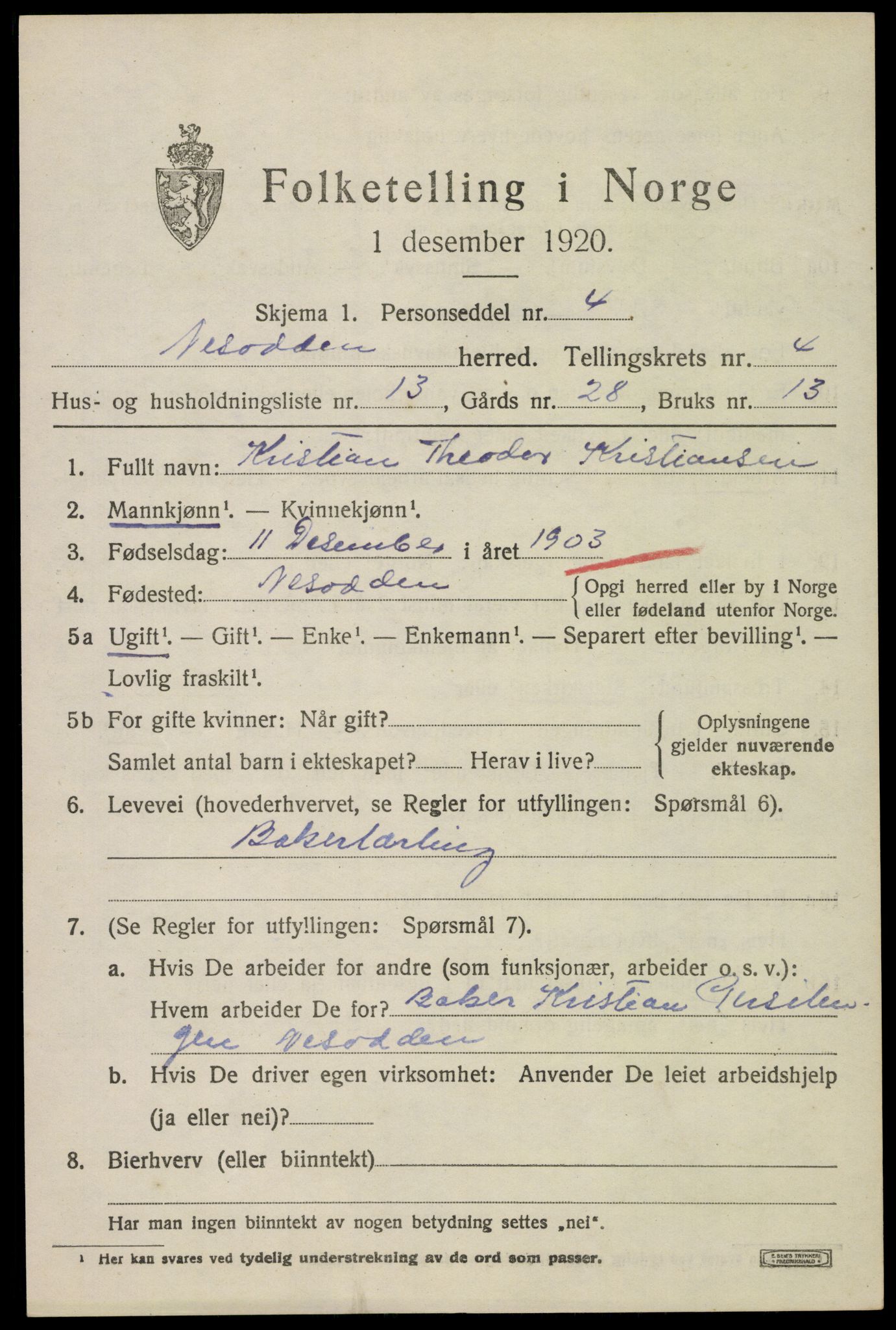 SAO, 1920 census for Nesodden, 1920, p. 4241