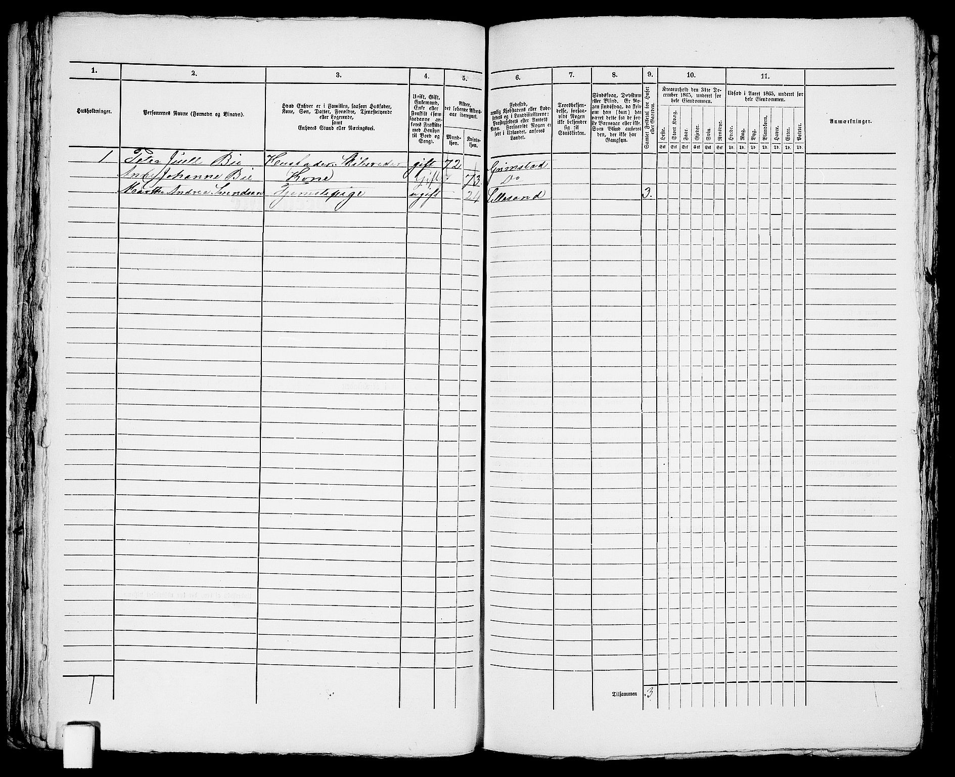 RA, 1865 census for Fjære/Grimstad, 1865, p. 129