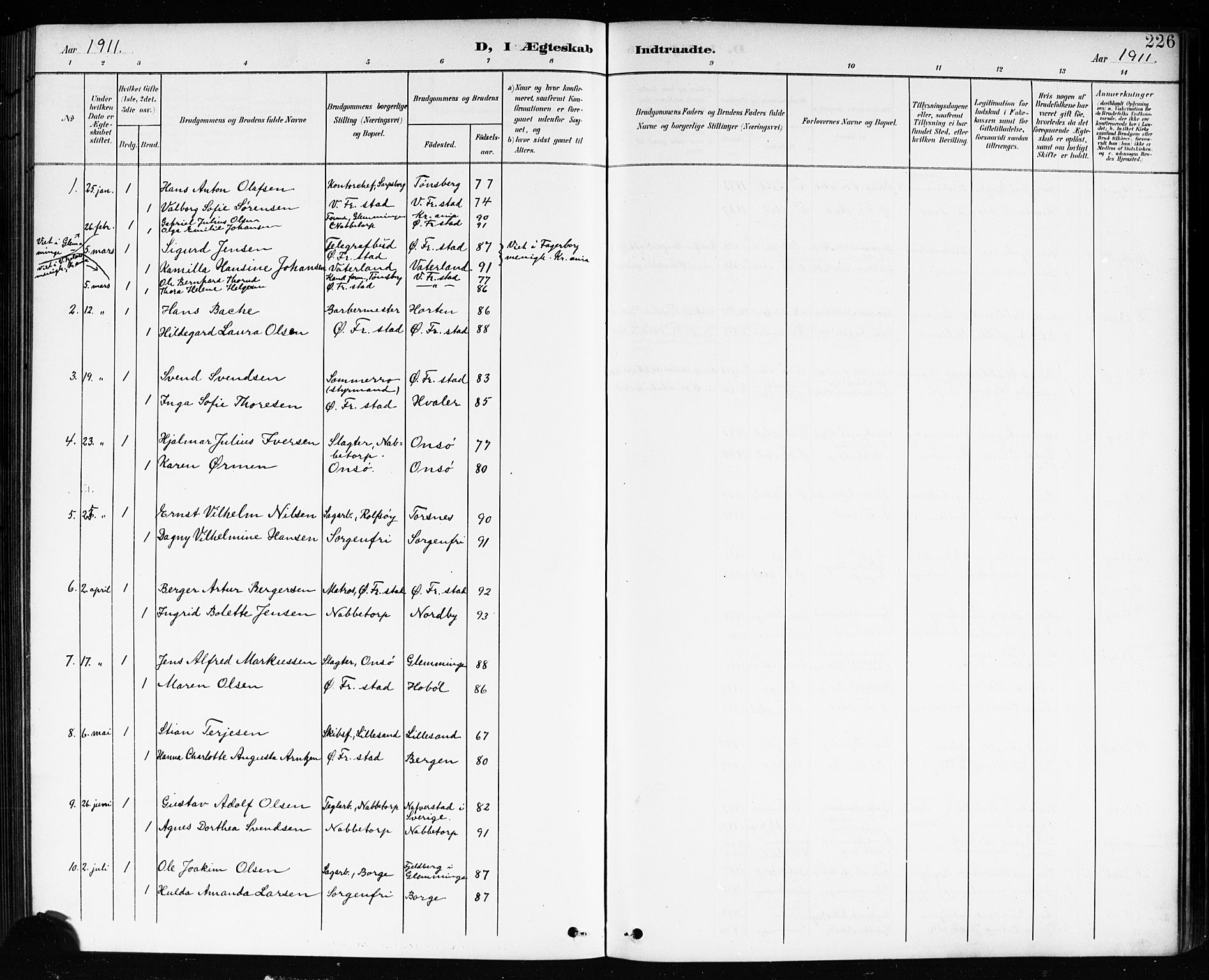 Østre Fredrikstad prestekontor Kirkebøker, SAO/A-10907/G/Ga/L0002: Parish register (copy) no. 2, 1900-1919, p. 226