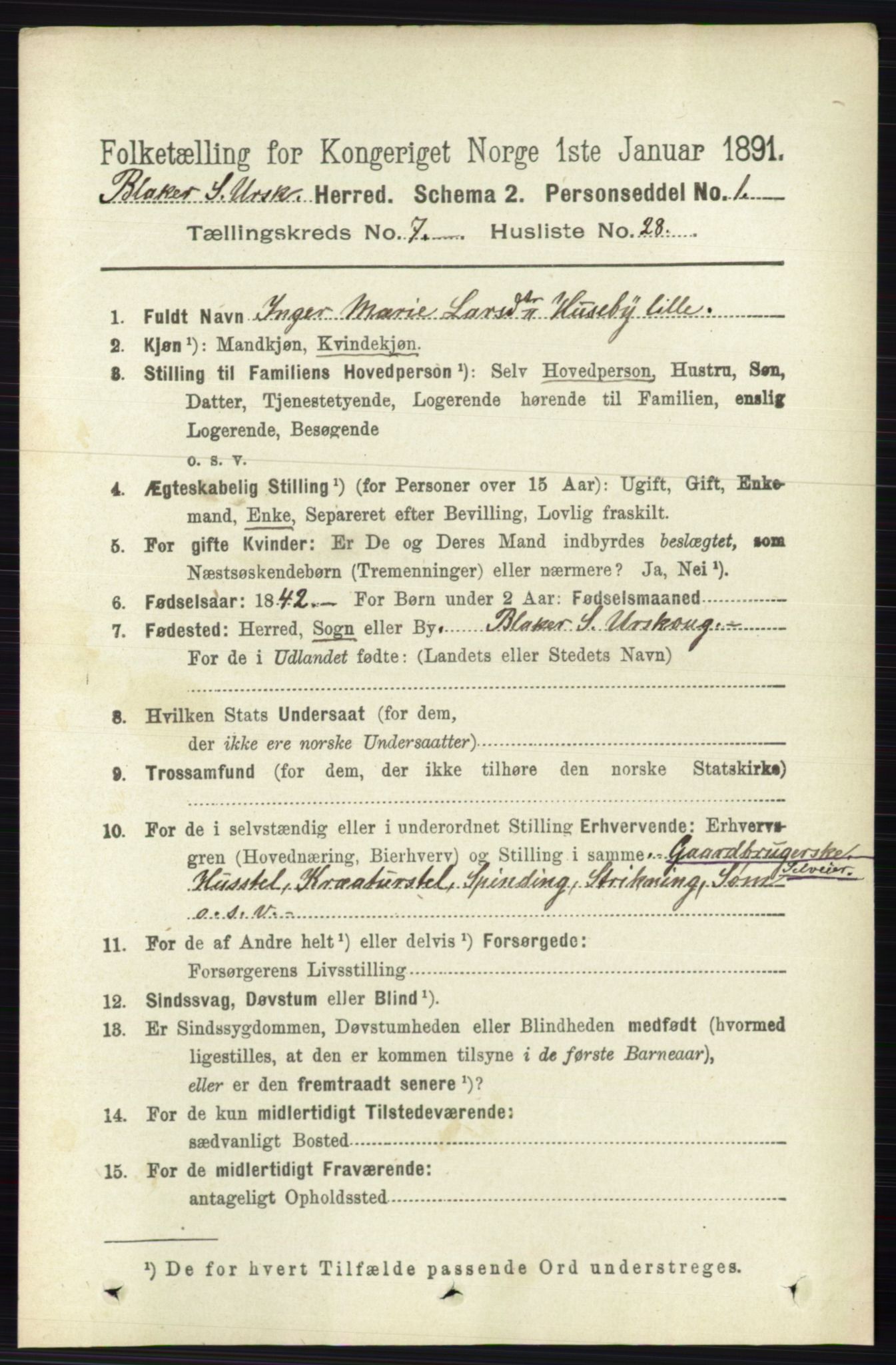 RA, 1891 census for 0224 Aurskog, 1891, p. 3410