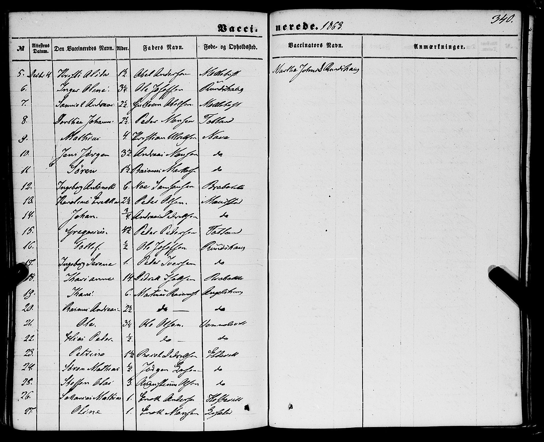 Davik sokneprestembete, AV/SAB-A-79701/H/Haa/Haaa/L0005: Parish register (official) no. A 5, 1850-1866, p. 340